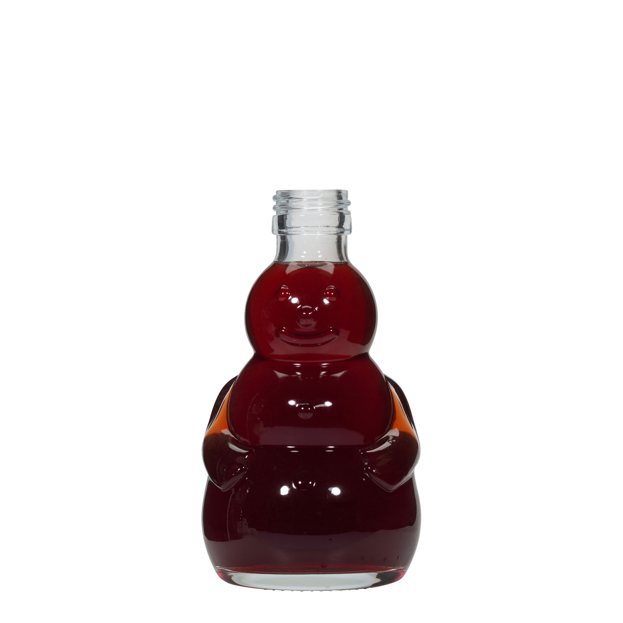 200 ml glasflaska 'Snögubbe', mynning: PP 28