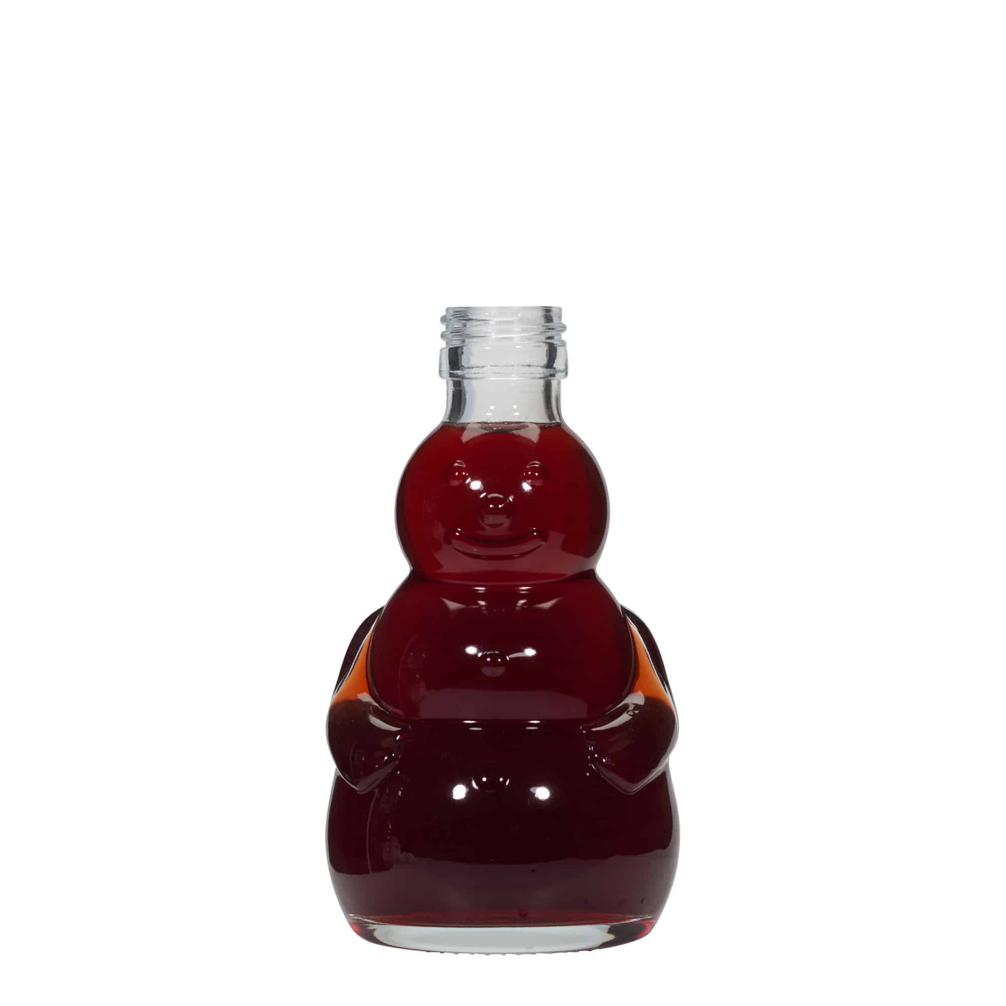 200 ml glasflaska 'Snögubbe', mynning: PP 28
