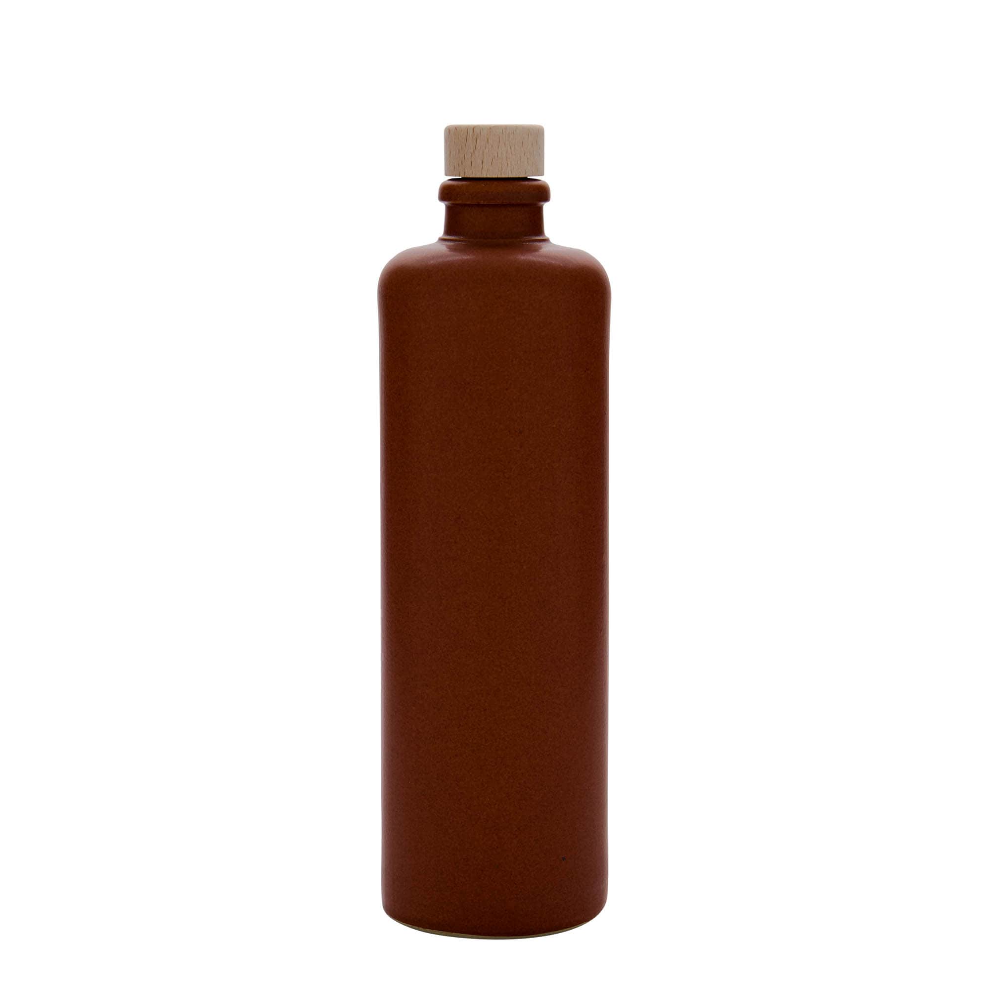 500 ml lerkrus, stengods, rödbrun, mynning: kork