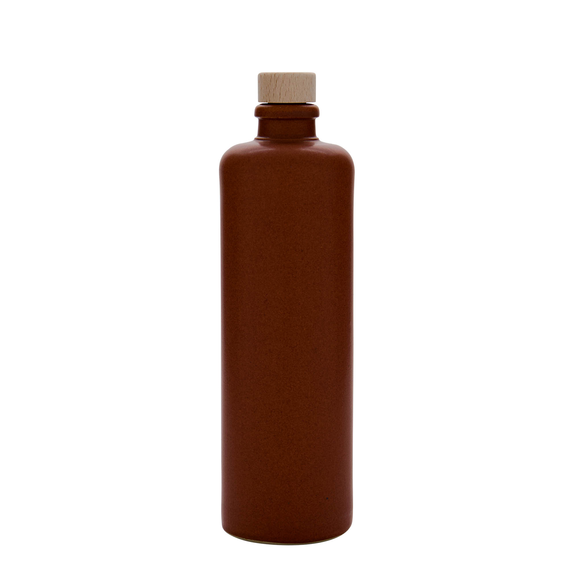 500 ml lerkrus, stengods, rödbrun, mynning: kork