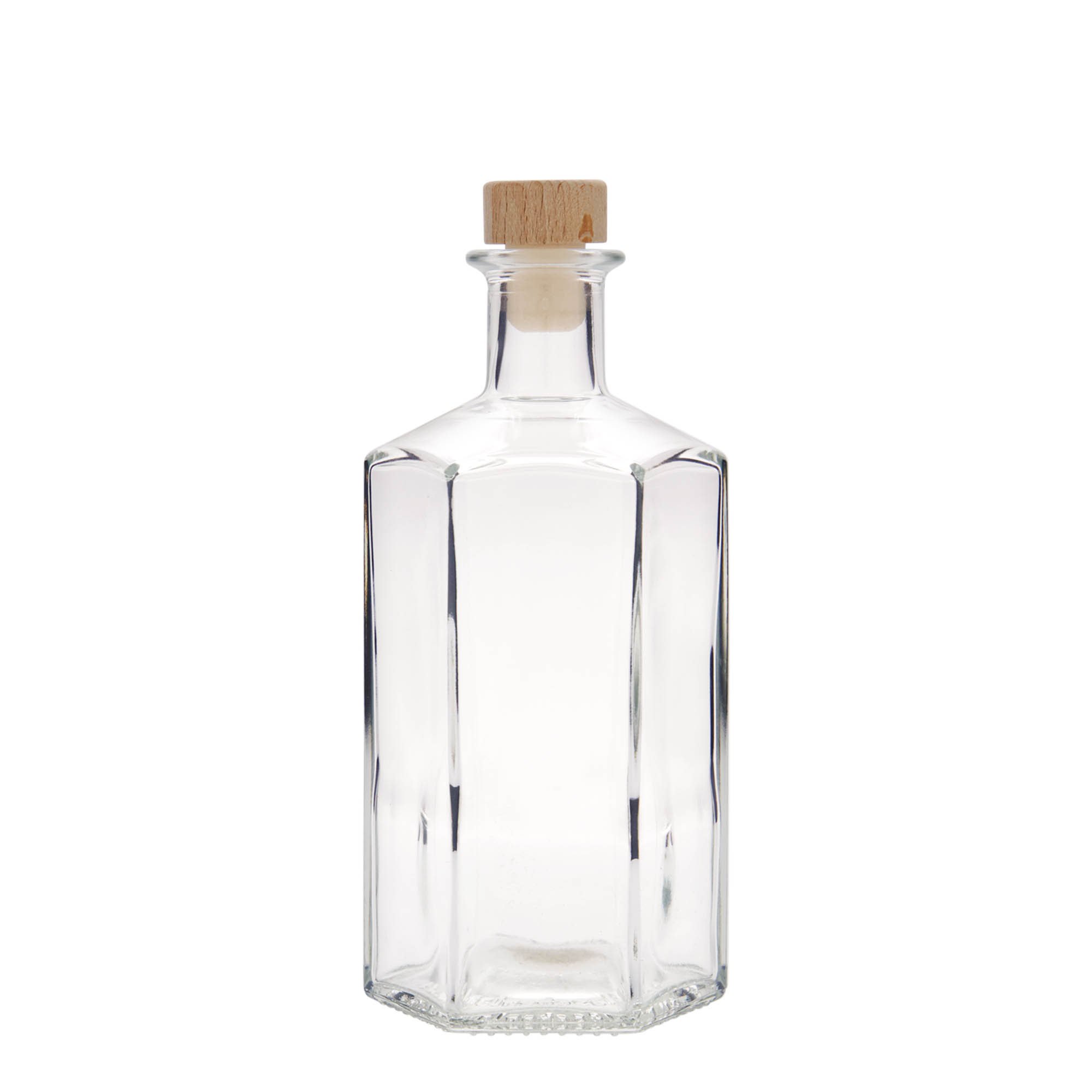 500 ml glasflaska apotekare 'Jimmy', sexkantig, öppning: kork