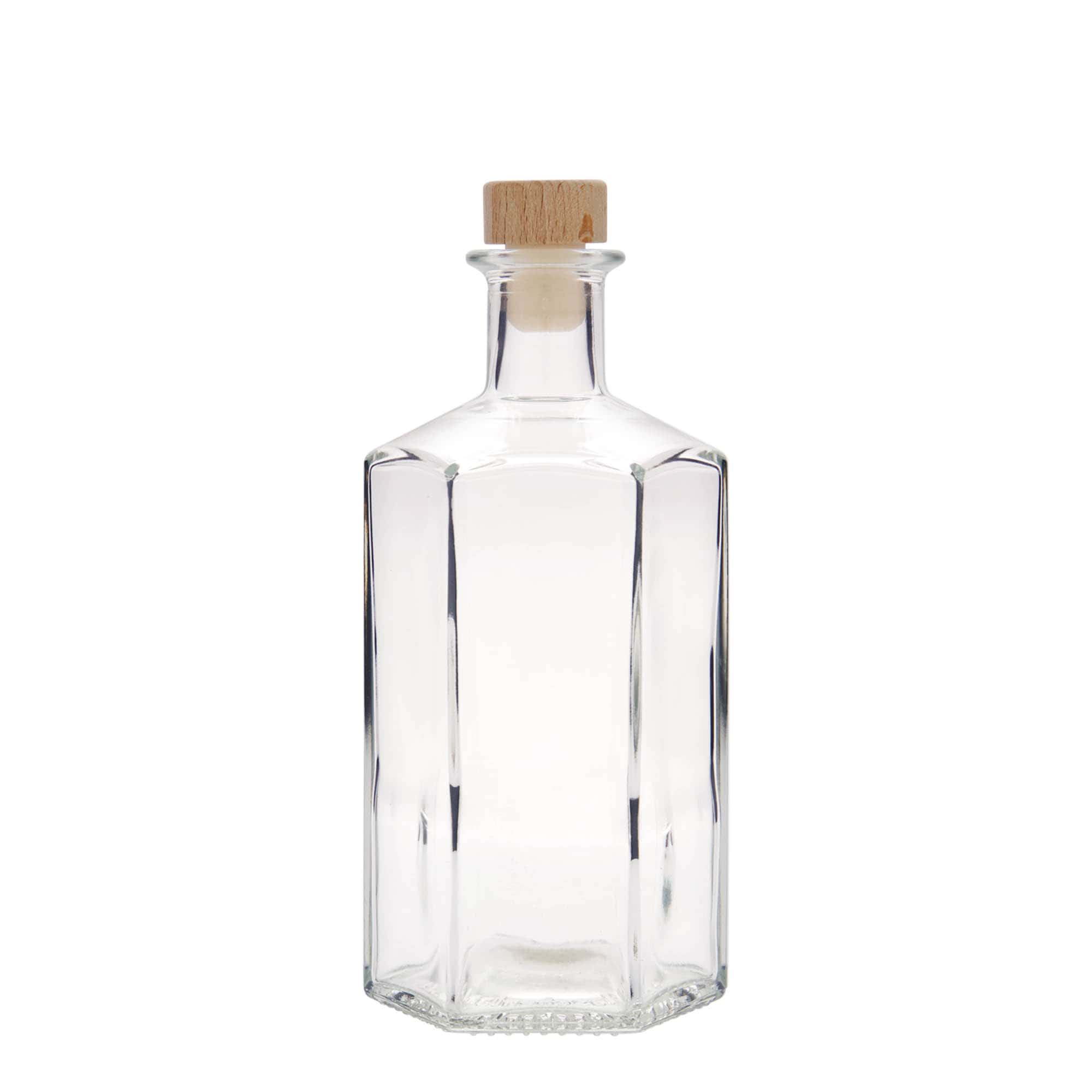 500 ml glasflaska apotekare 'Jimmy', sexkantig, öppning: kork