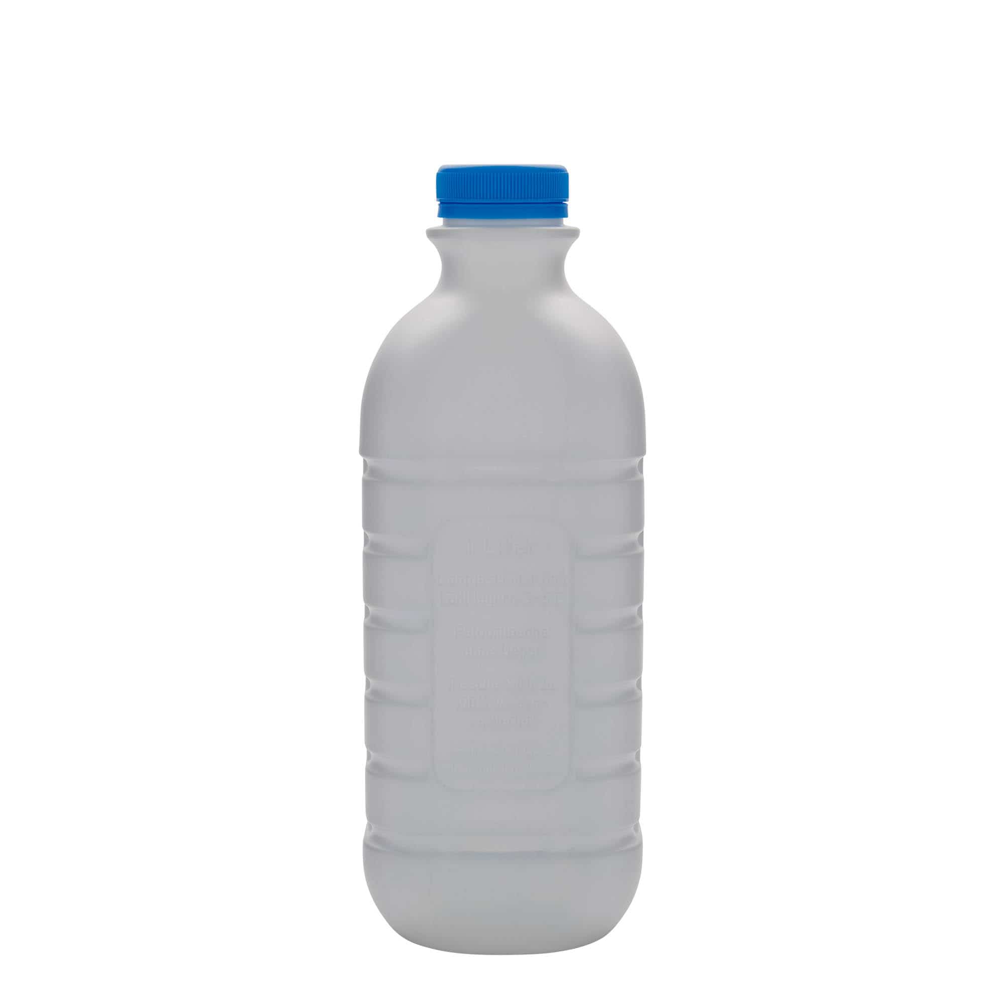 1 000 ml mjölkflaska, rektangulär, HDPE-plast, natur, mynning: PEHD40