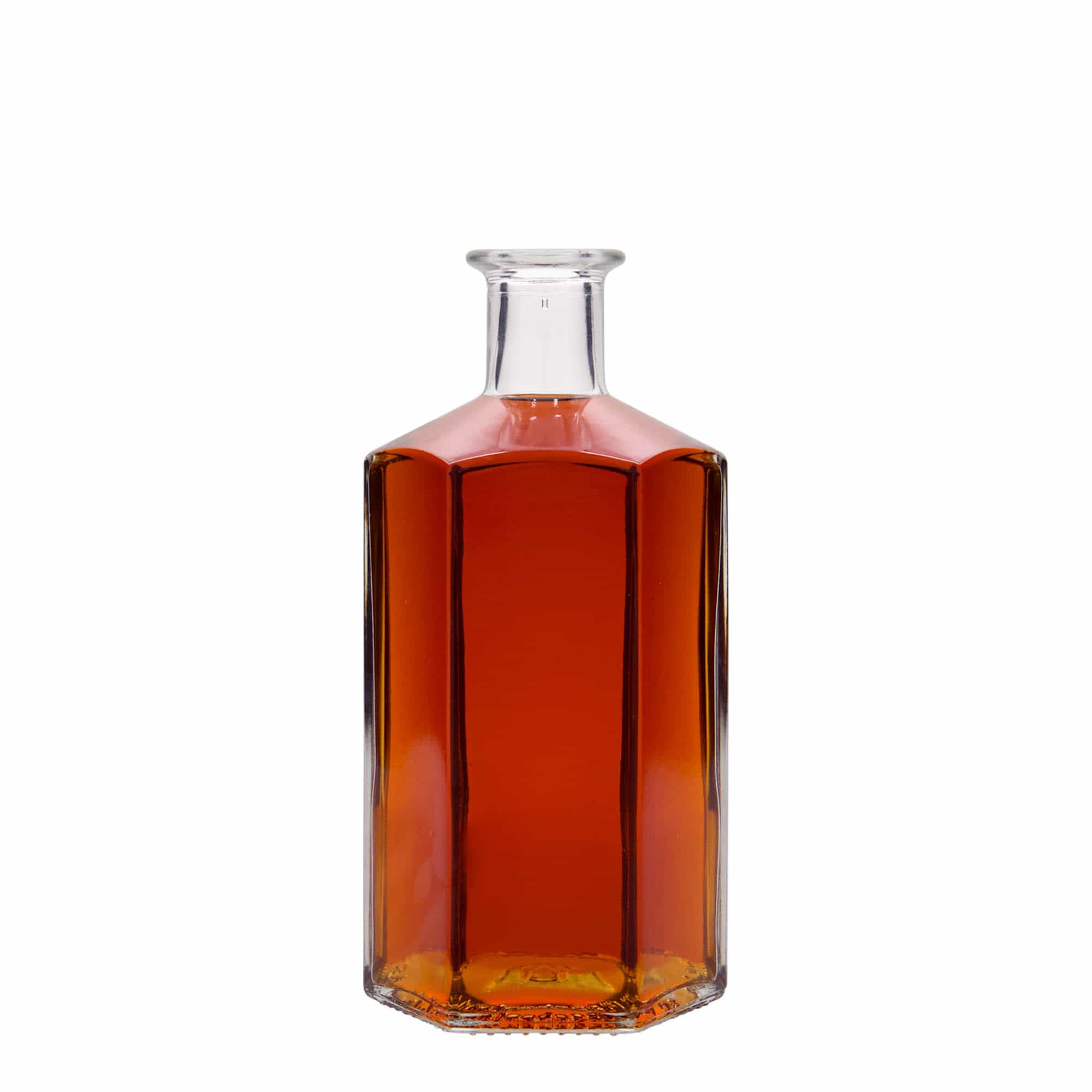 500 ml glasflaska apotekare 'Jimmy', sexkantig, öppning: kork