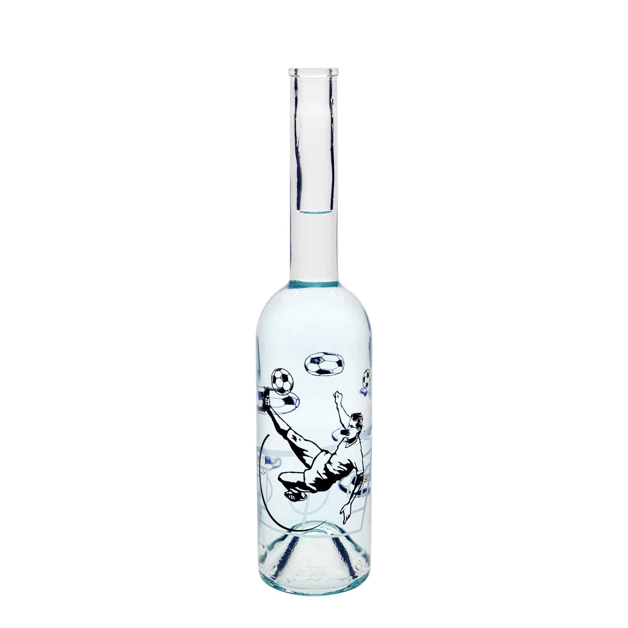 500 ml glasflaska 'Opera', motiv: fotbollsspelare, öppning: kork