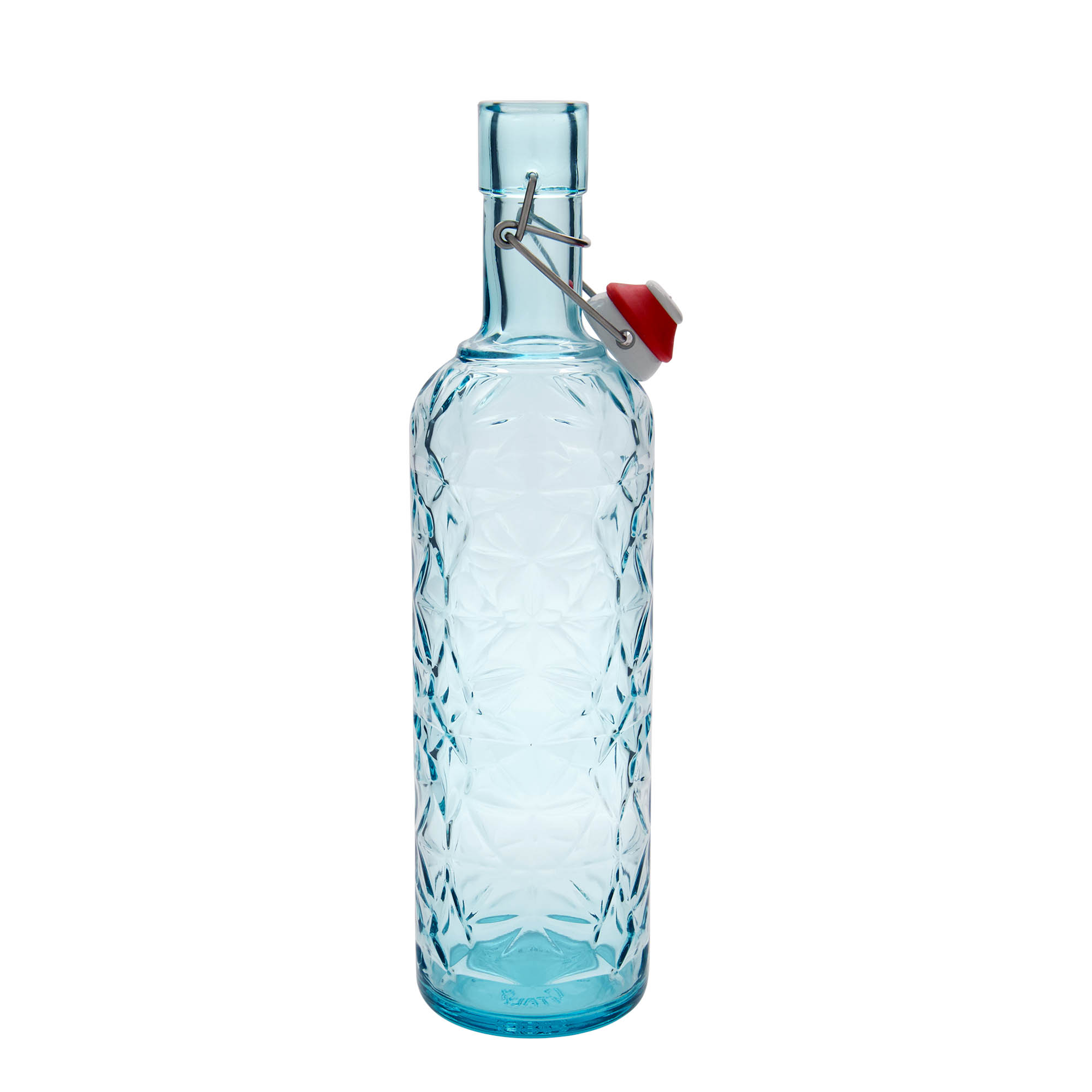 1.000 ml glasflaska 'Oriente', azurblå, mynning: bygelkork