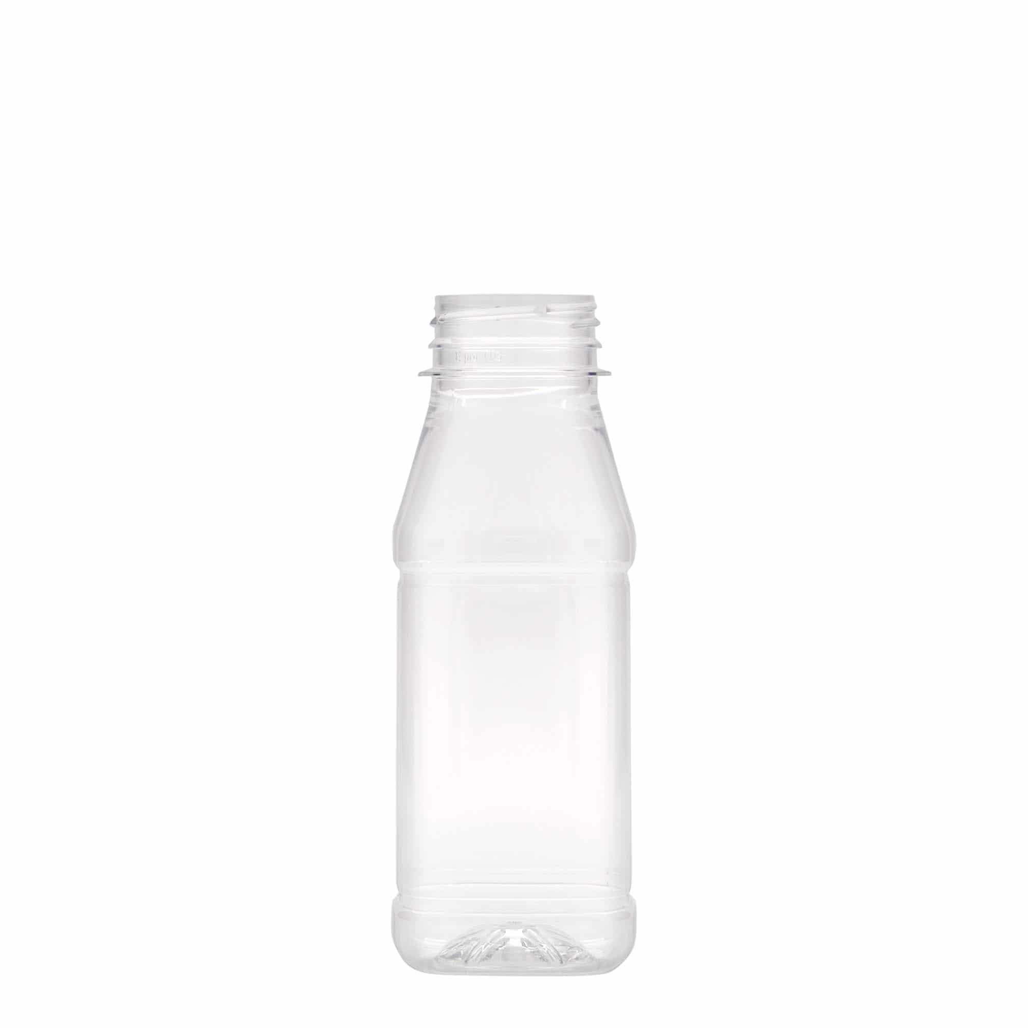250 ml PET-flaska 'Milk and Juice Carré', kvadratisk, plast, mynning: 38 mm