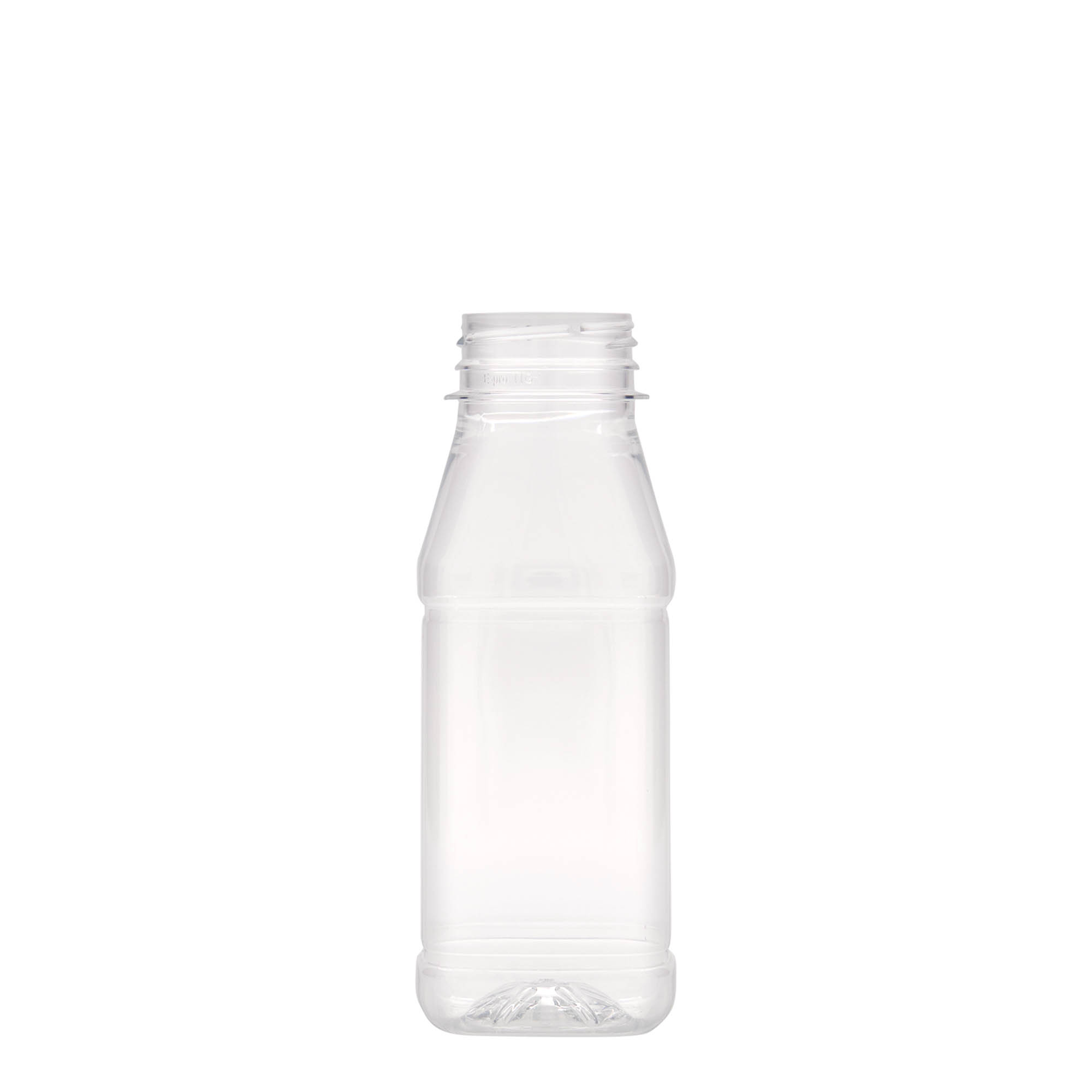 250 ml PET-flaska 'Milk and Juice Carré', kvadratisk, plast, öppning: 38 mm