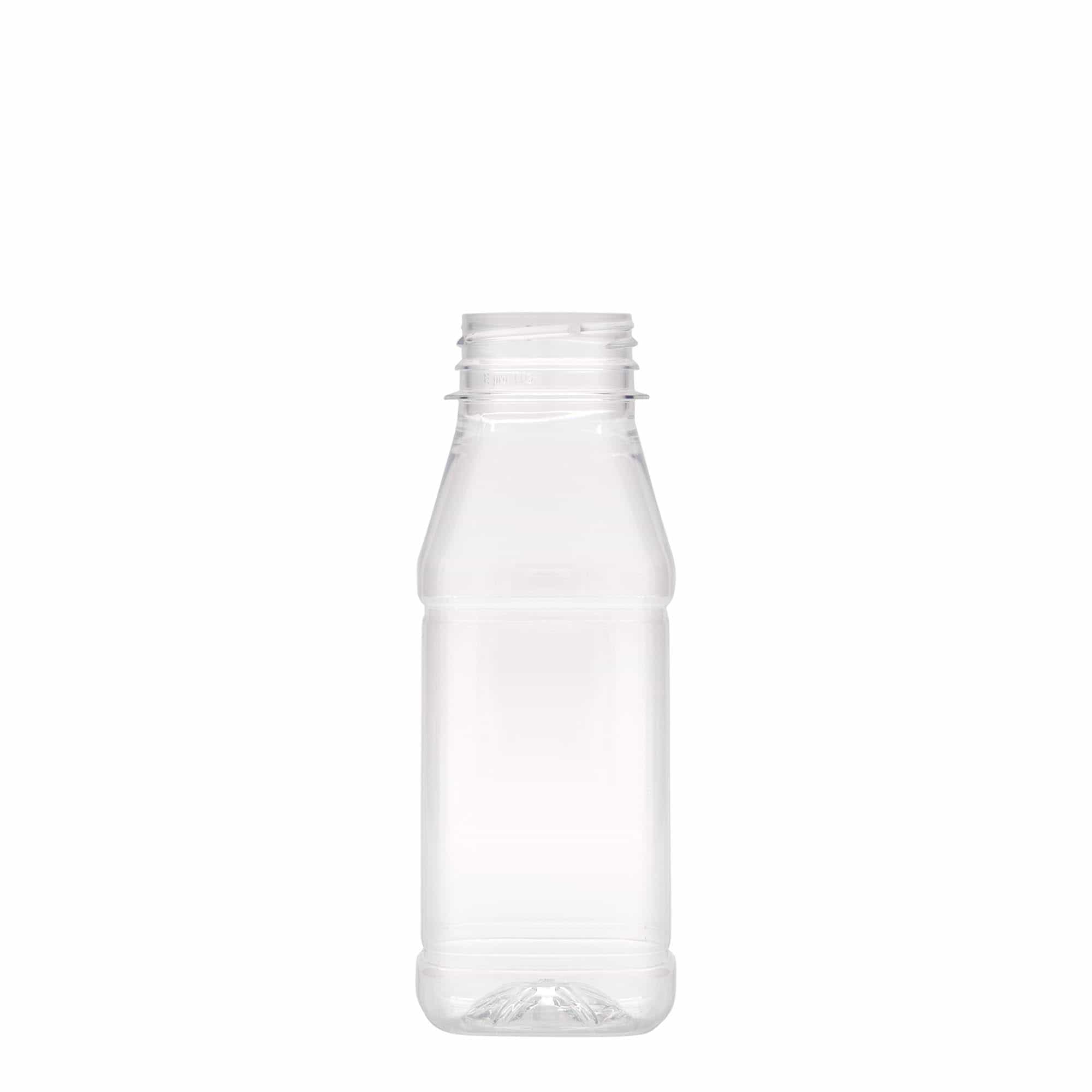 250 ml PET-flaska 'Milk and Juice Carré', kvadratisk, plast, öppning: 38 mm