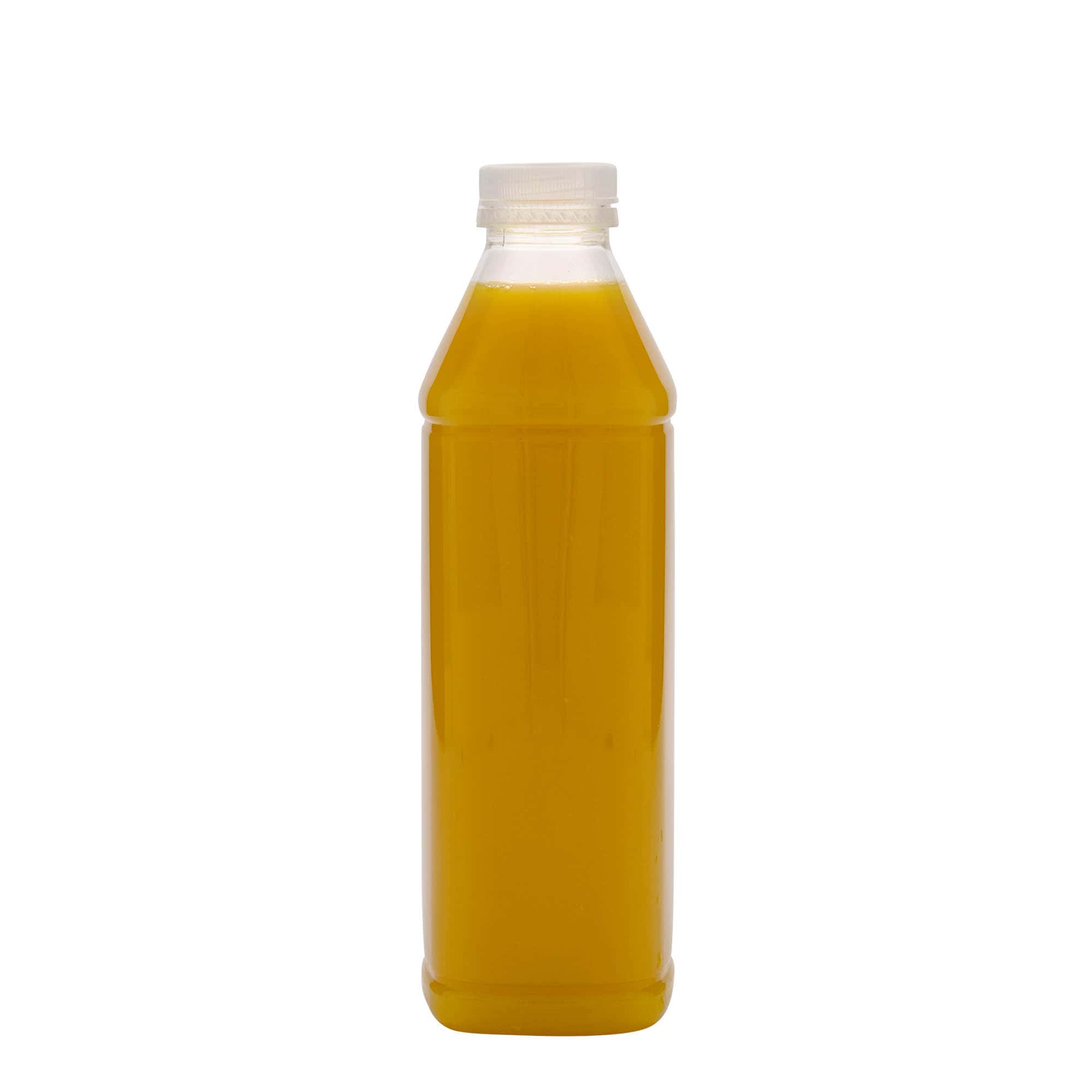 1 000 ml PET-flaska 'Milk and Juice Carré', fyrkantig, plast, öppning: 38 mm
