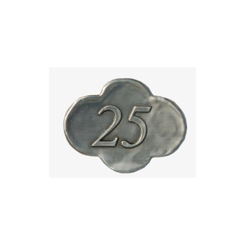 Tennetikett '25', metall, silver