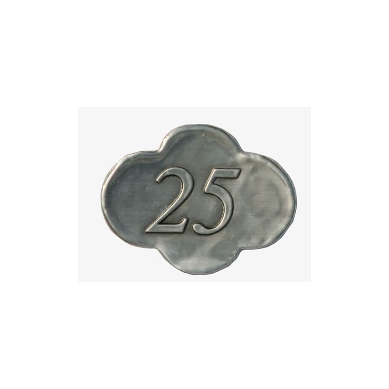 Tennetikett '25', metall, silver Tennetikett '25', metall, silver