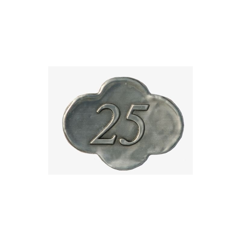 Tennetikett '25', metall, silver
