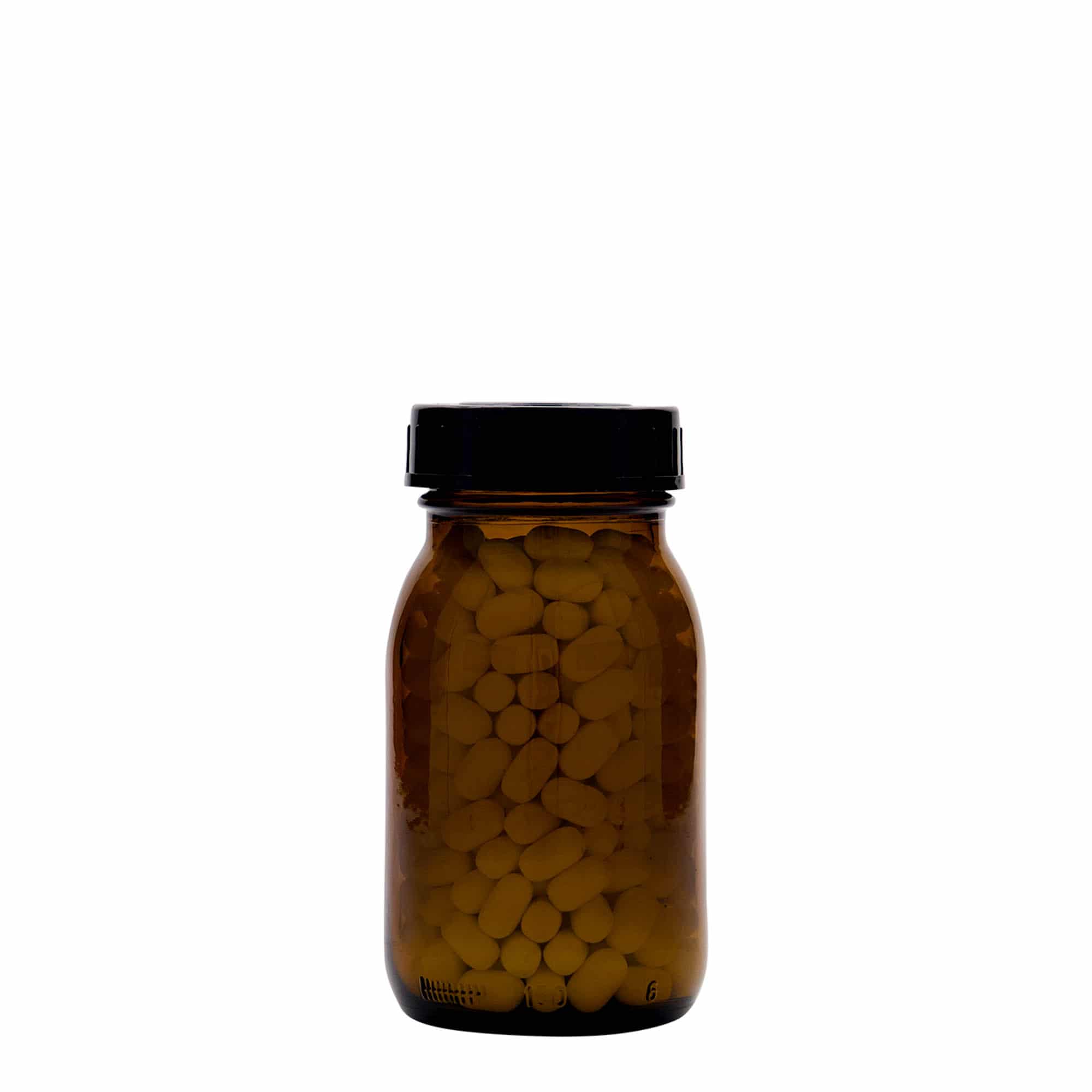 150 ml vid halsen glas, brun, öppning: DIN 45