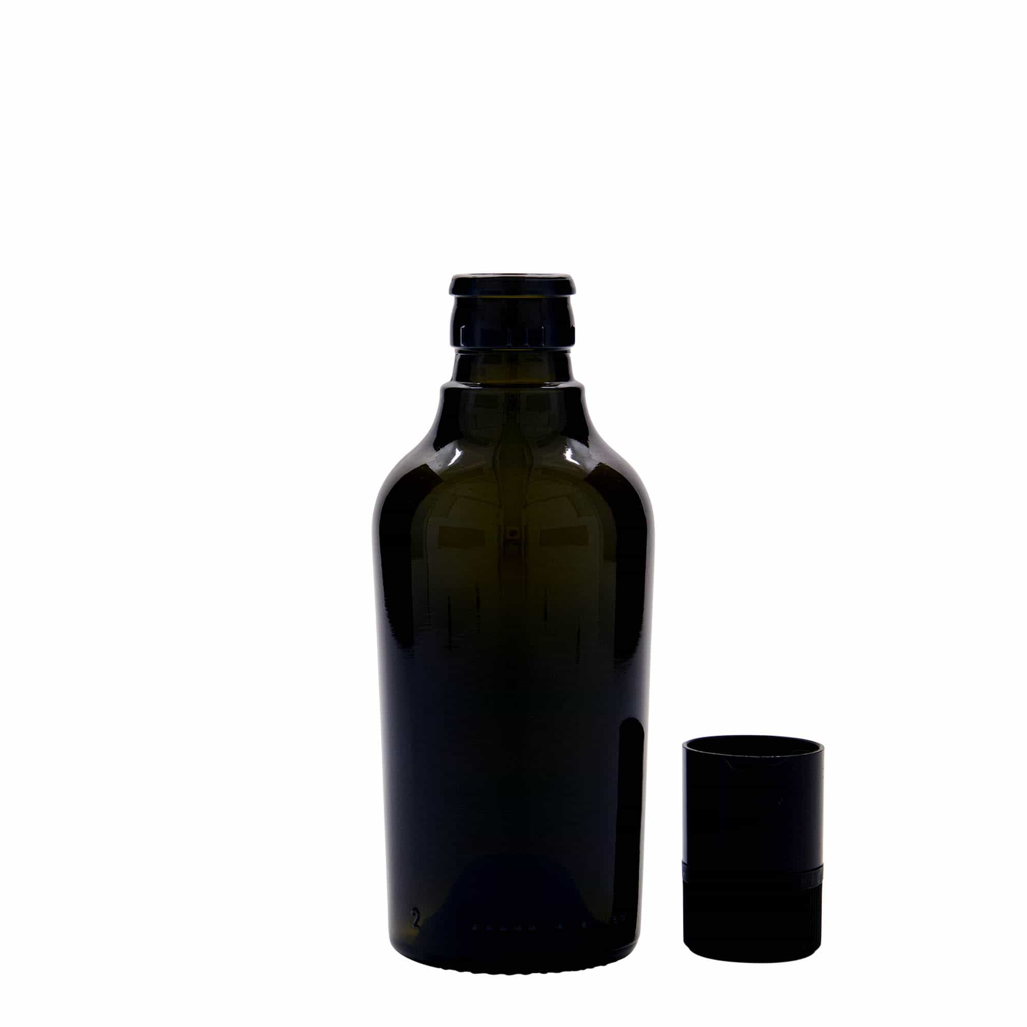 250 ml vinäger-/oljeflaska 'Oleum', glas, antikgrön, mynning: DOP