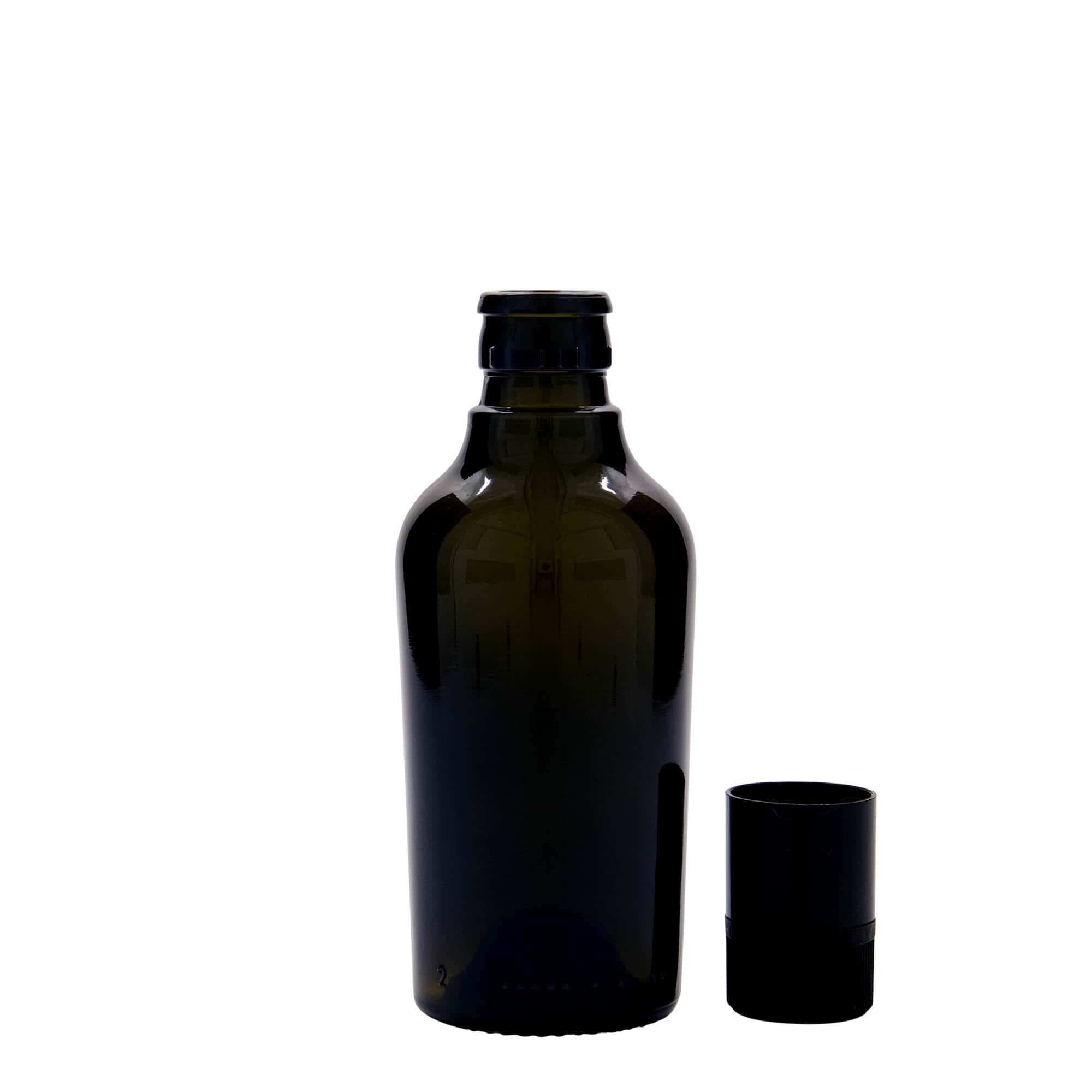 250 ml vinäger-/oljeflaska 'Oleum', glas, antikgrön, mynning: DOP