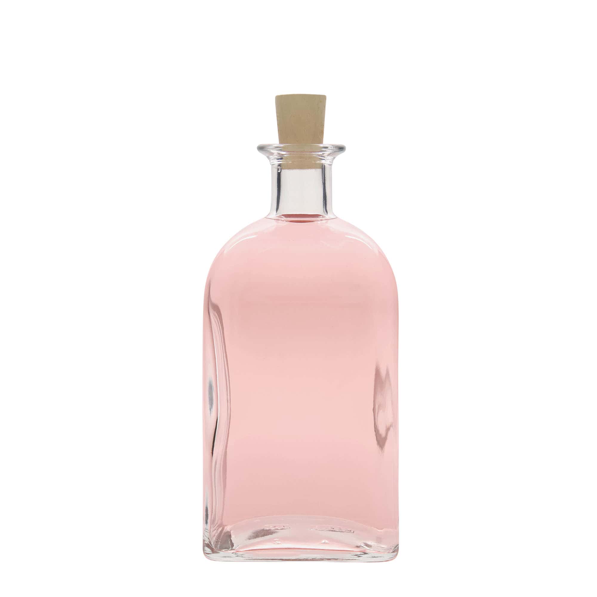 700 ml glasflaska apotekare Carré, fyrkantig, öppning: kork
