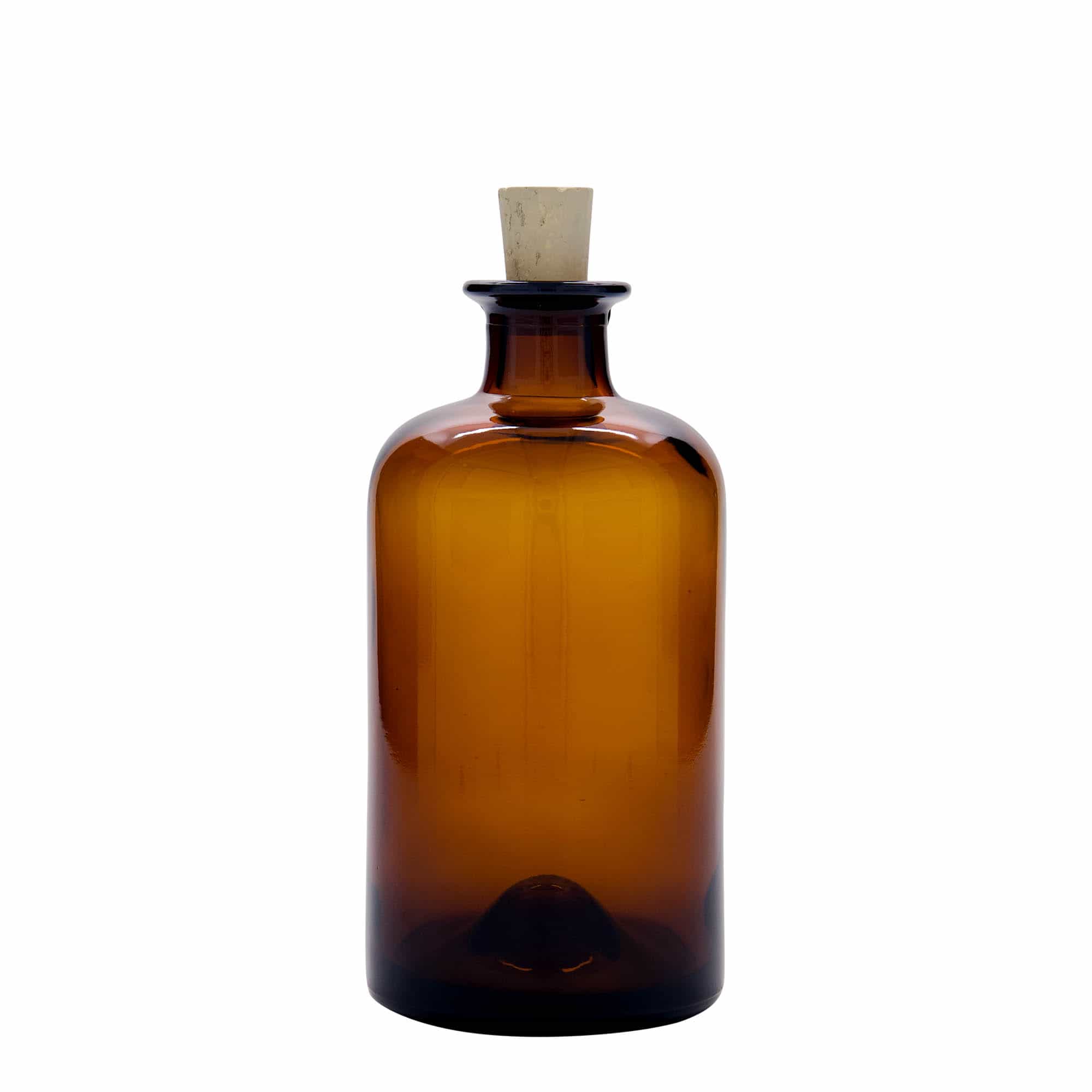 500 ml apoteksglasflaska, brun, mynning: kork