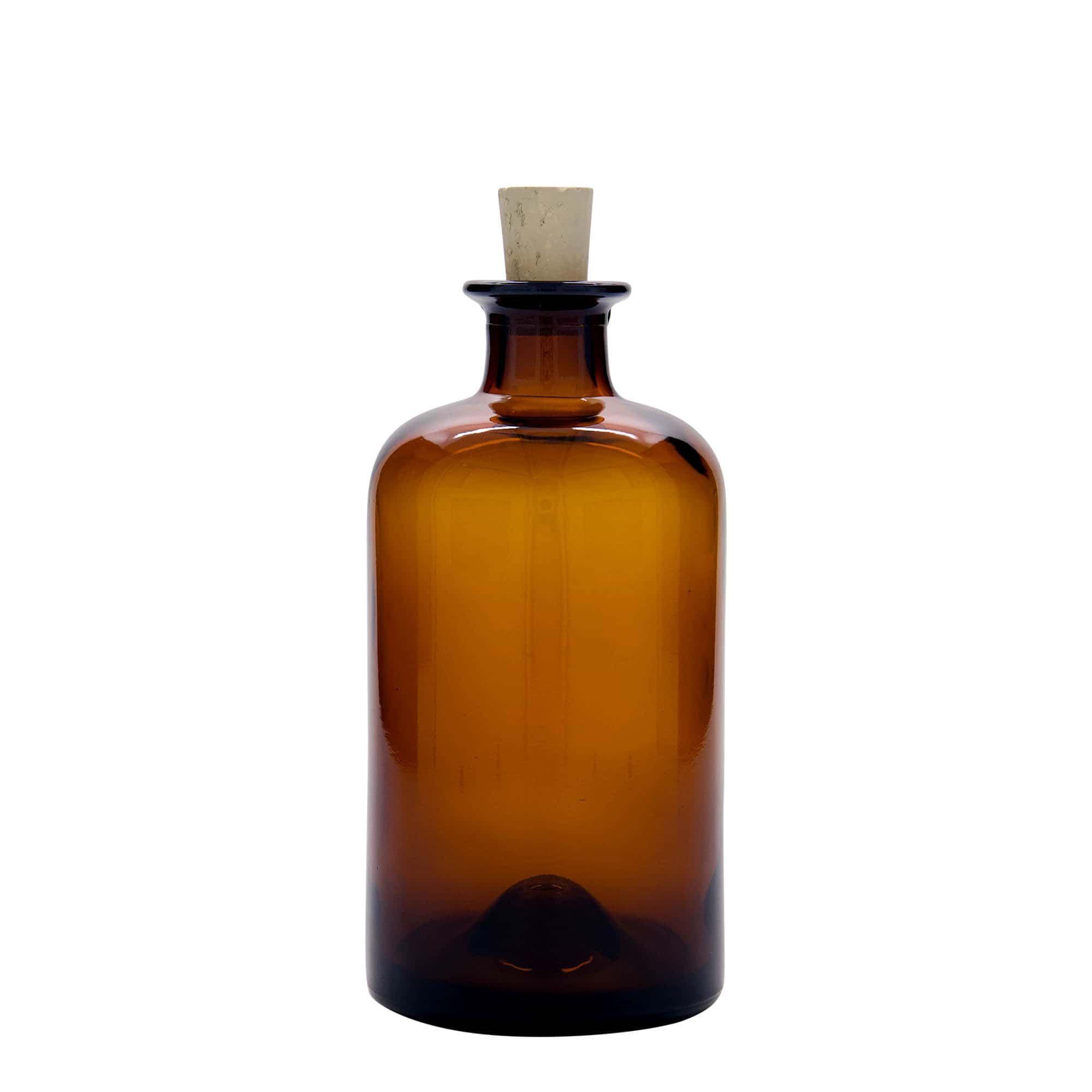 500 ml glasflaska apotekare, brun, öppning: kork