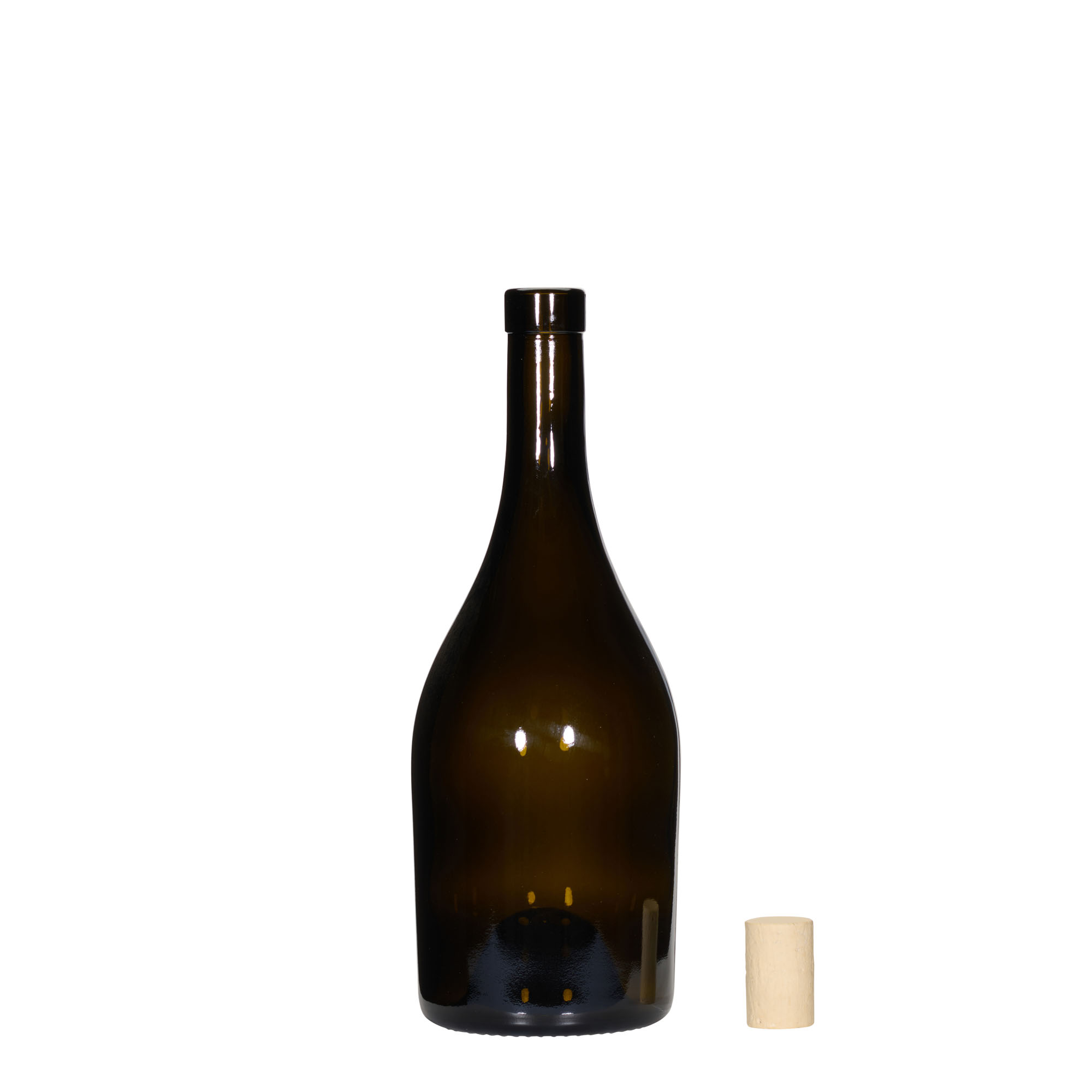 750 ml vinflaska 'Exclusive', antikgrön, mynning: kork