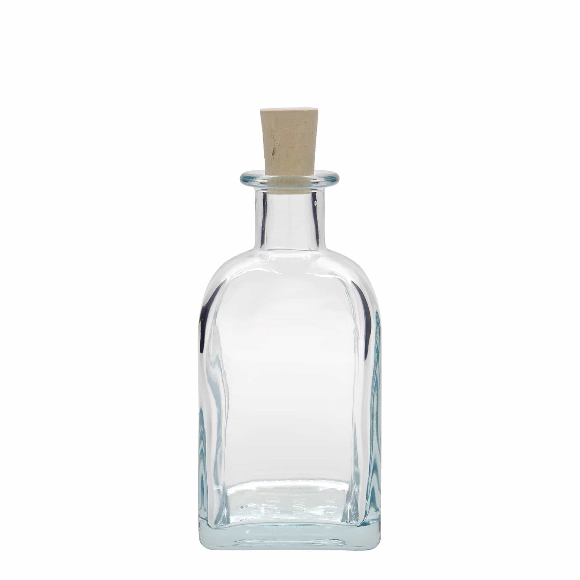 350 ml apoteksglasflaska Carré, kvadratisk, mynning: kork