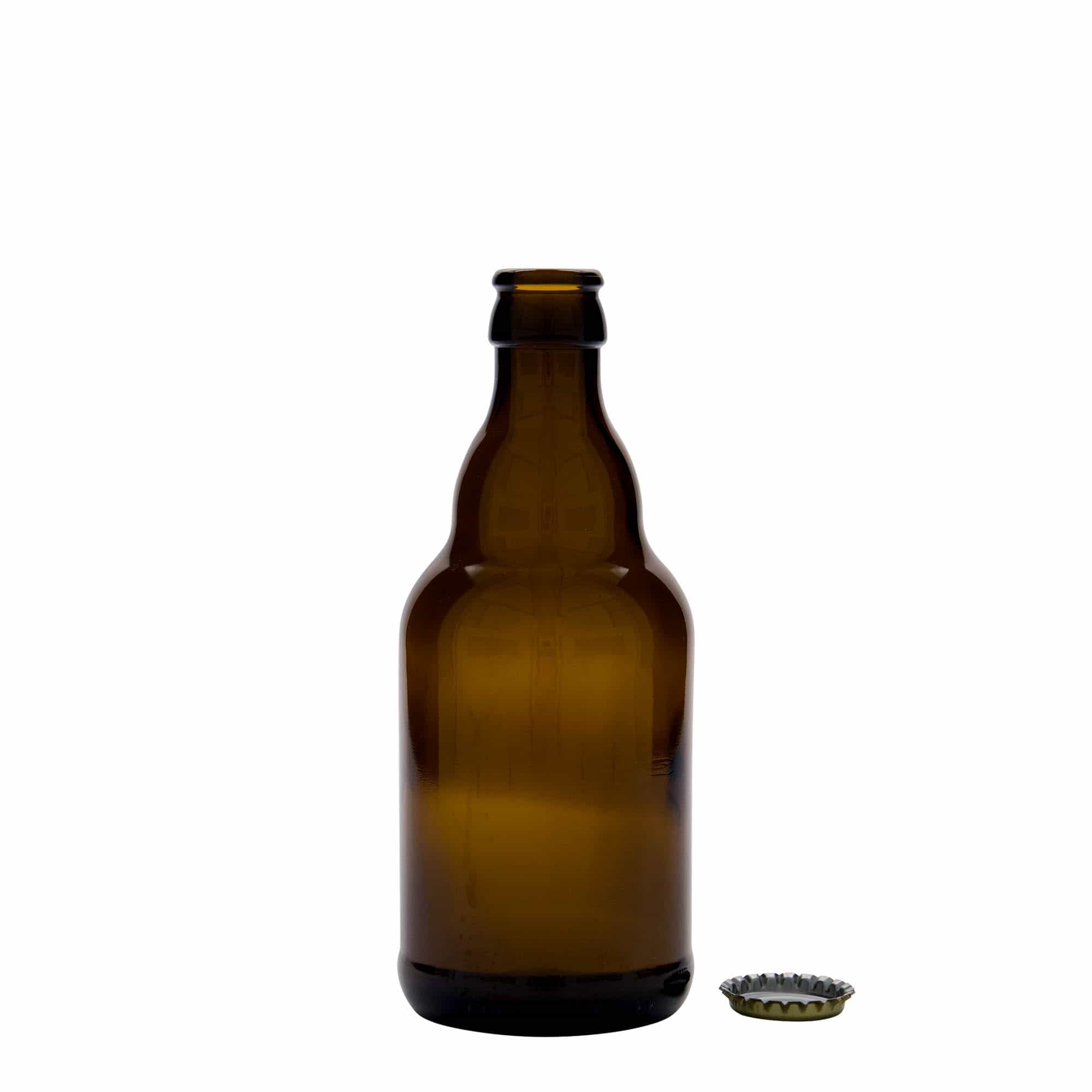330 ml ölflaska 'Steinie', glas, brun, öppning: kronkapsyl