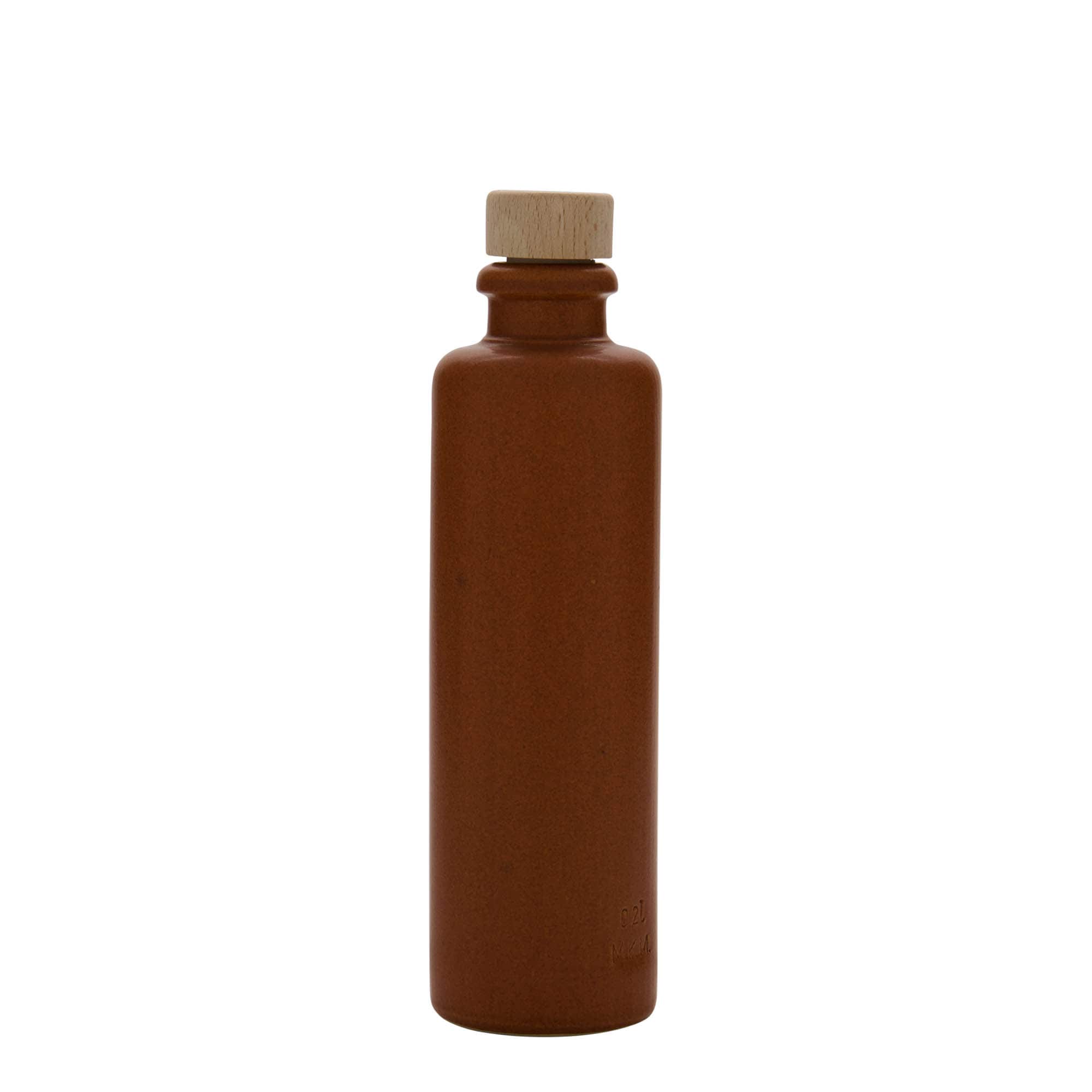 200 ml lertunna, stengods, rödbrun, öppning: kork
