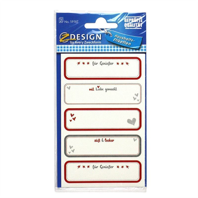 Zweckform Etiketter 'Hemmagjort', rektangulära, papper, flerfärgade