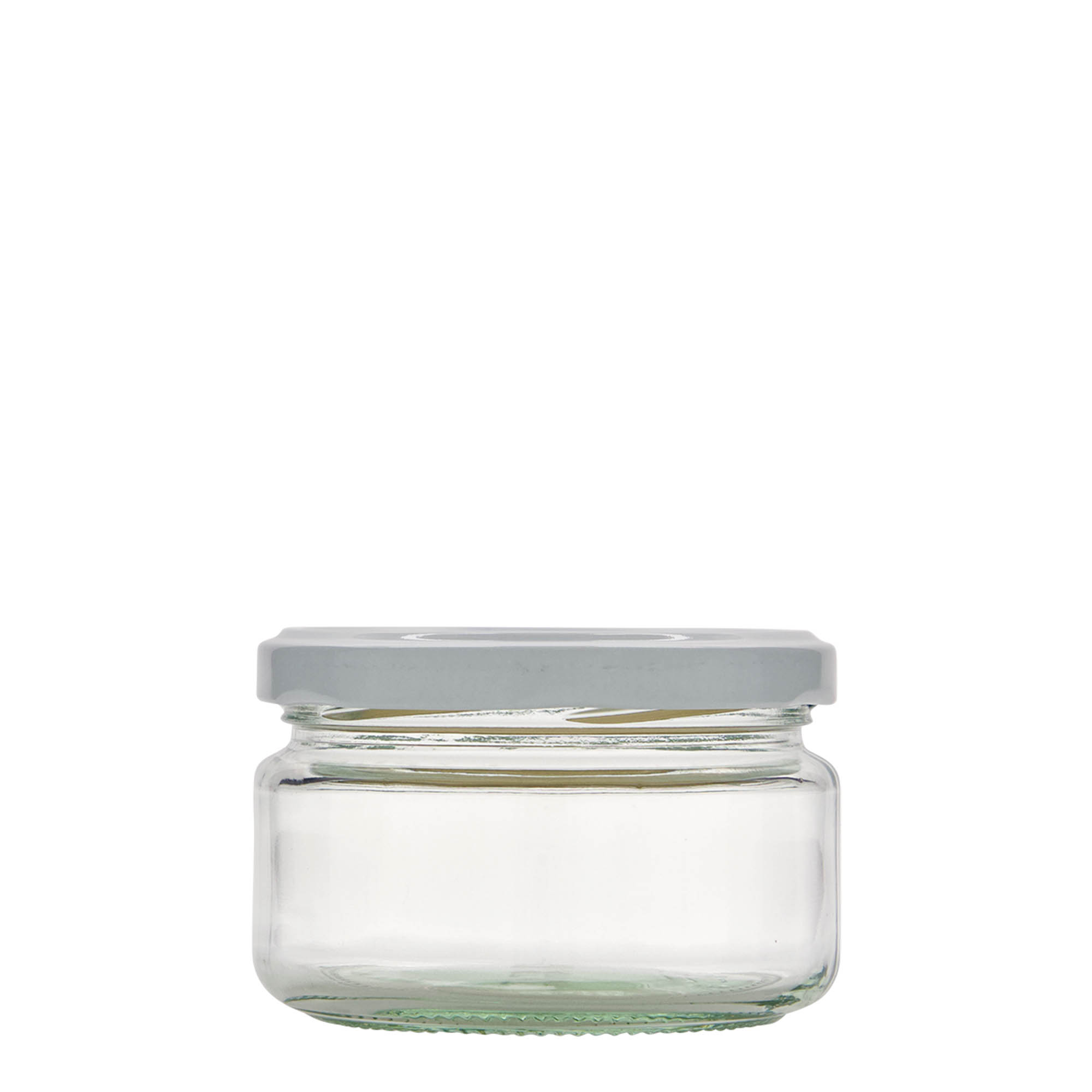 230 ml platt runt glas, öppning: twist-off (TO 82) 230 ml platt runt glas, öppning: twist-off (TO 82)