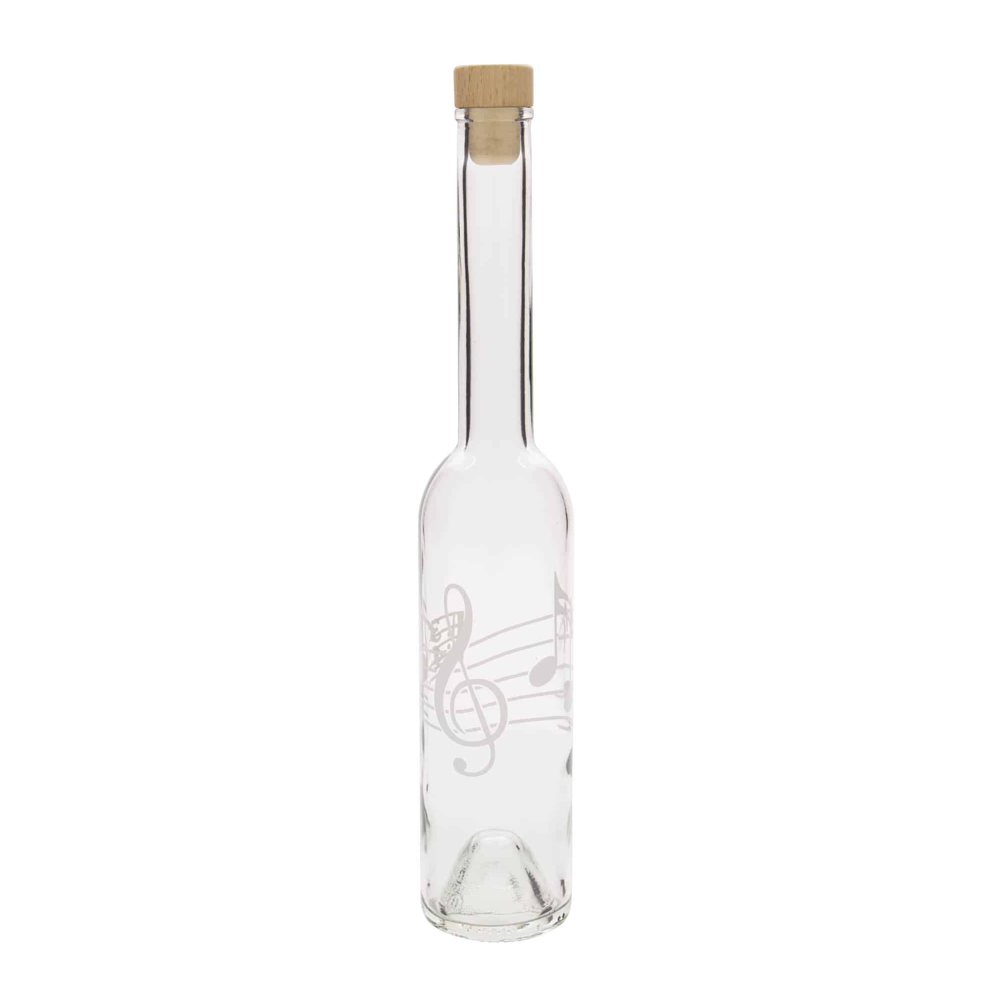 350 ml glasflaska 'Opera', motiv: musiknoter, öppning: kork