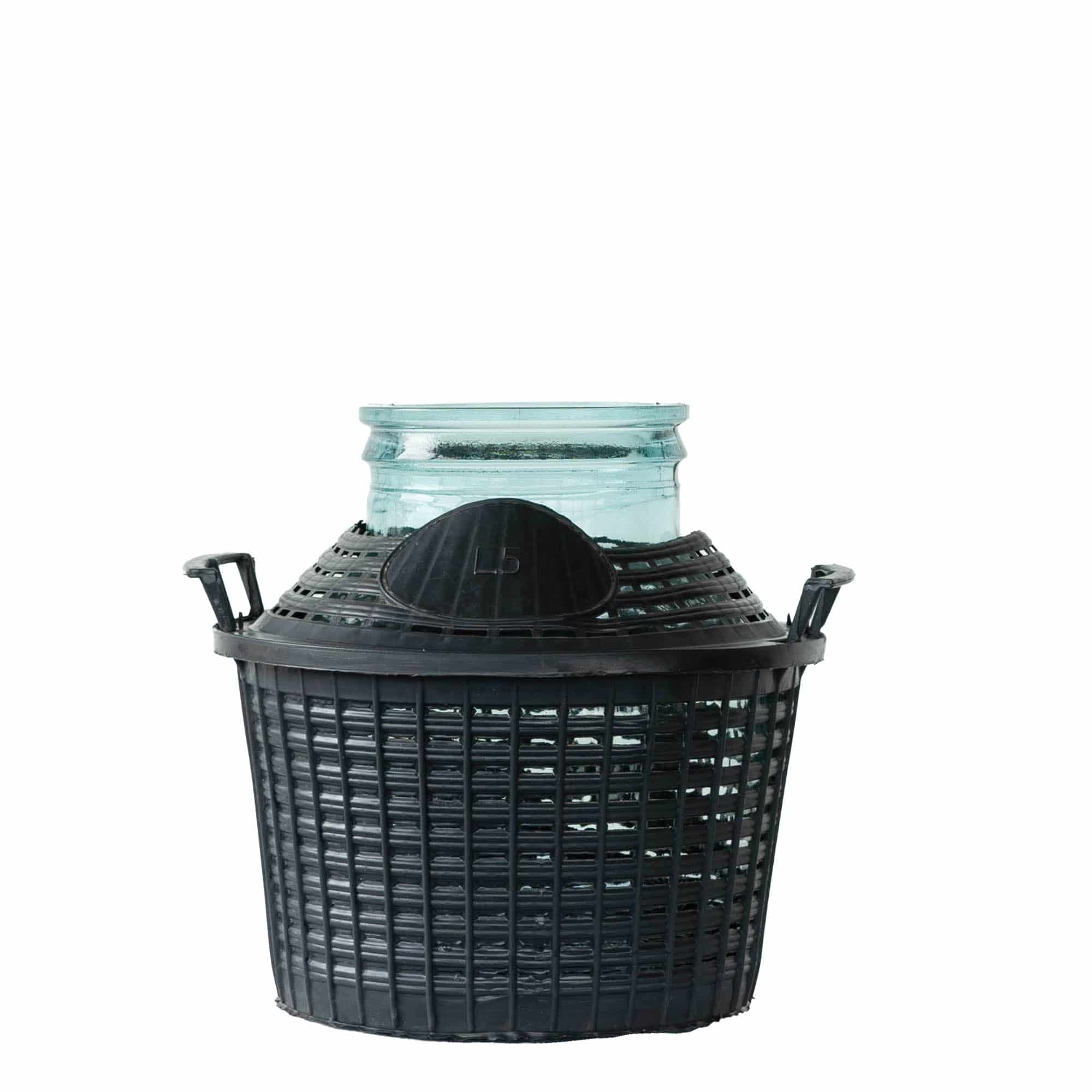 5 l ballongflaska vid öppning, glas, mynning: påklämningslock