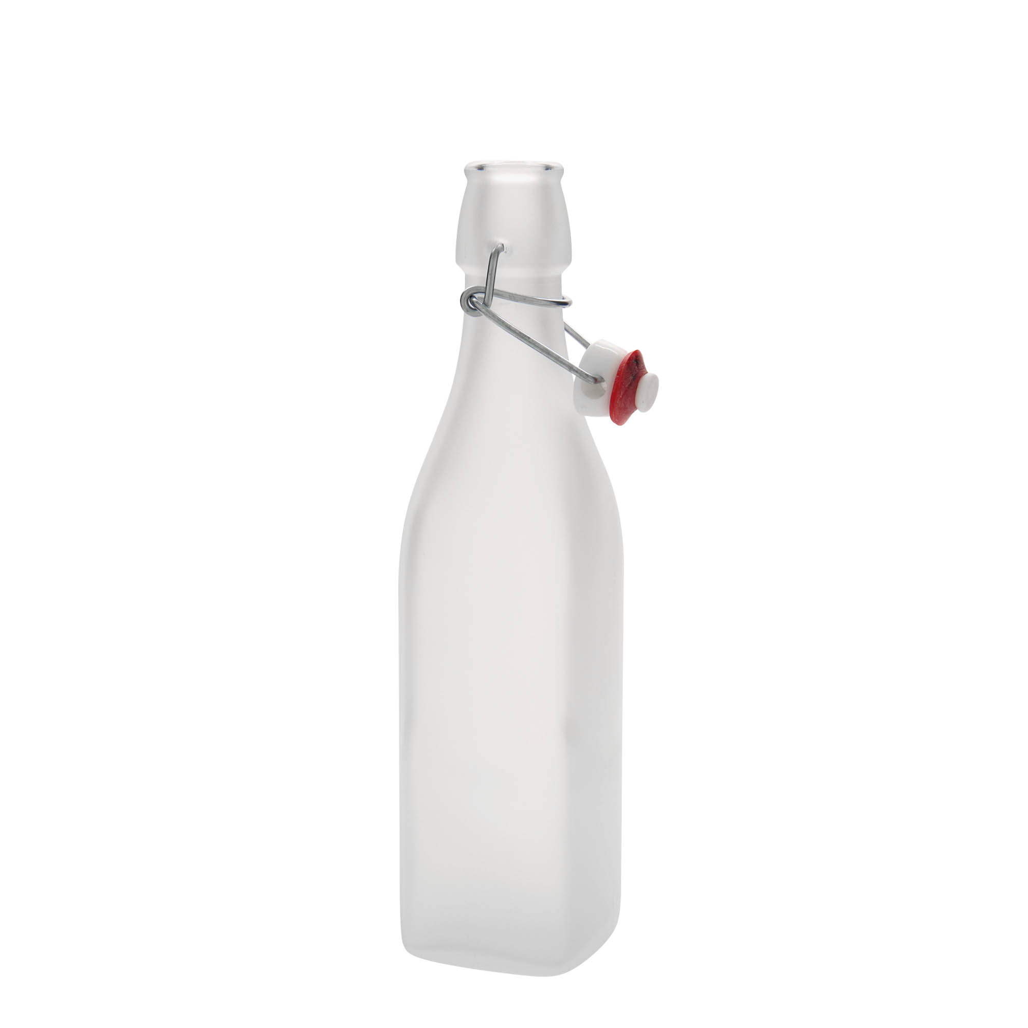 500 ml glasflaska 'Swing, kvadratisk, vit, mynning: bygelstängning'