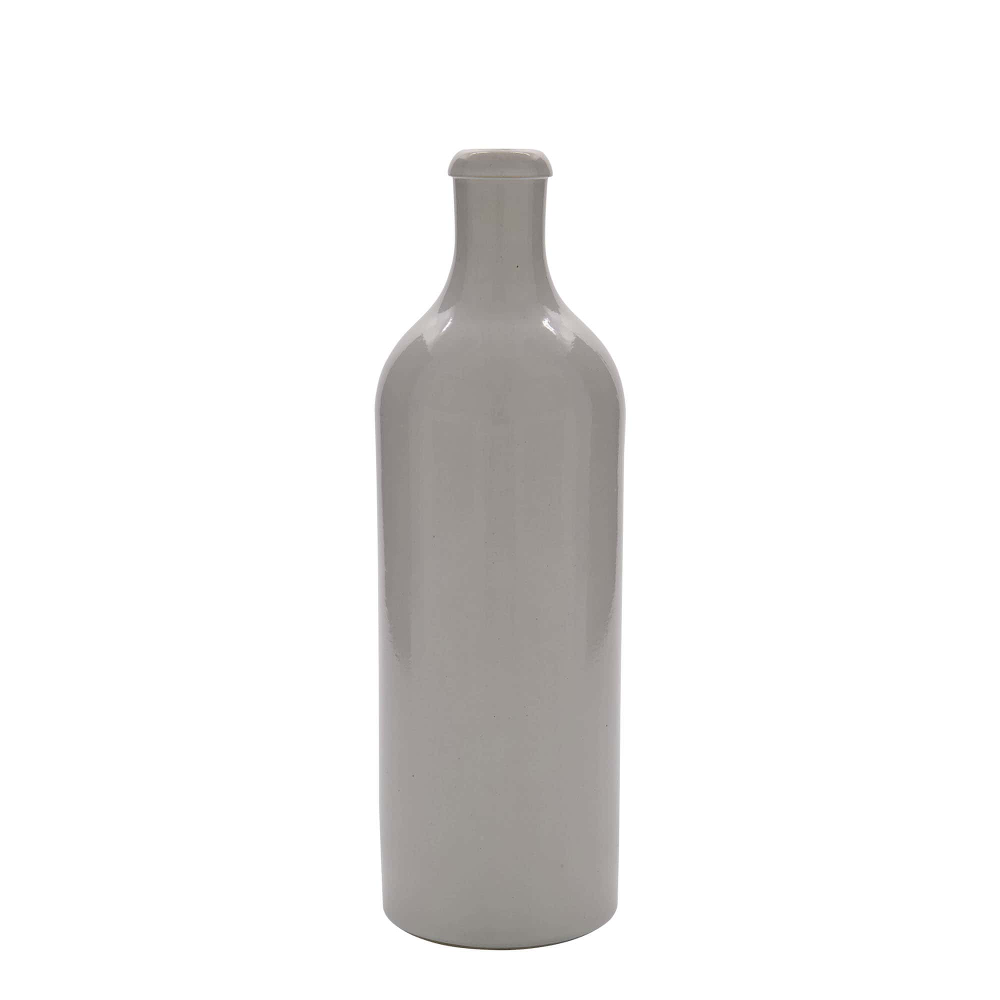 750 ml lerkrus, stengods, vitt, öppning: kork