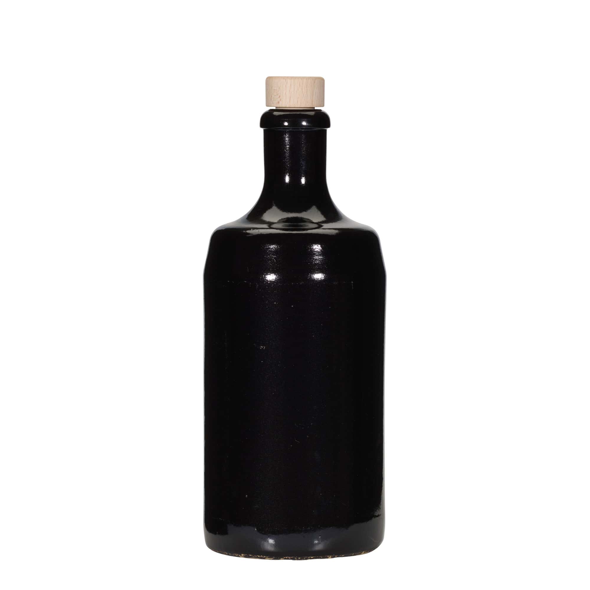 700 ml lerkrus 'Calvados', stengods, svart, mynning: kork