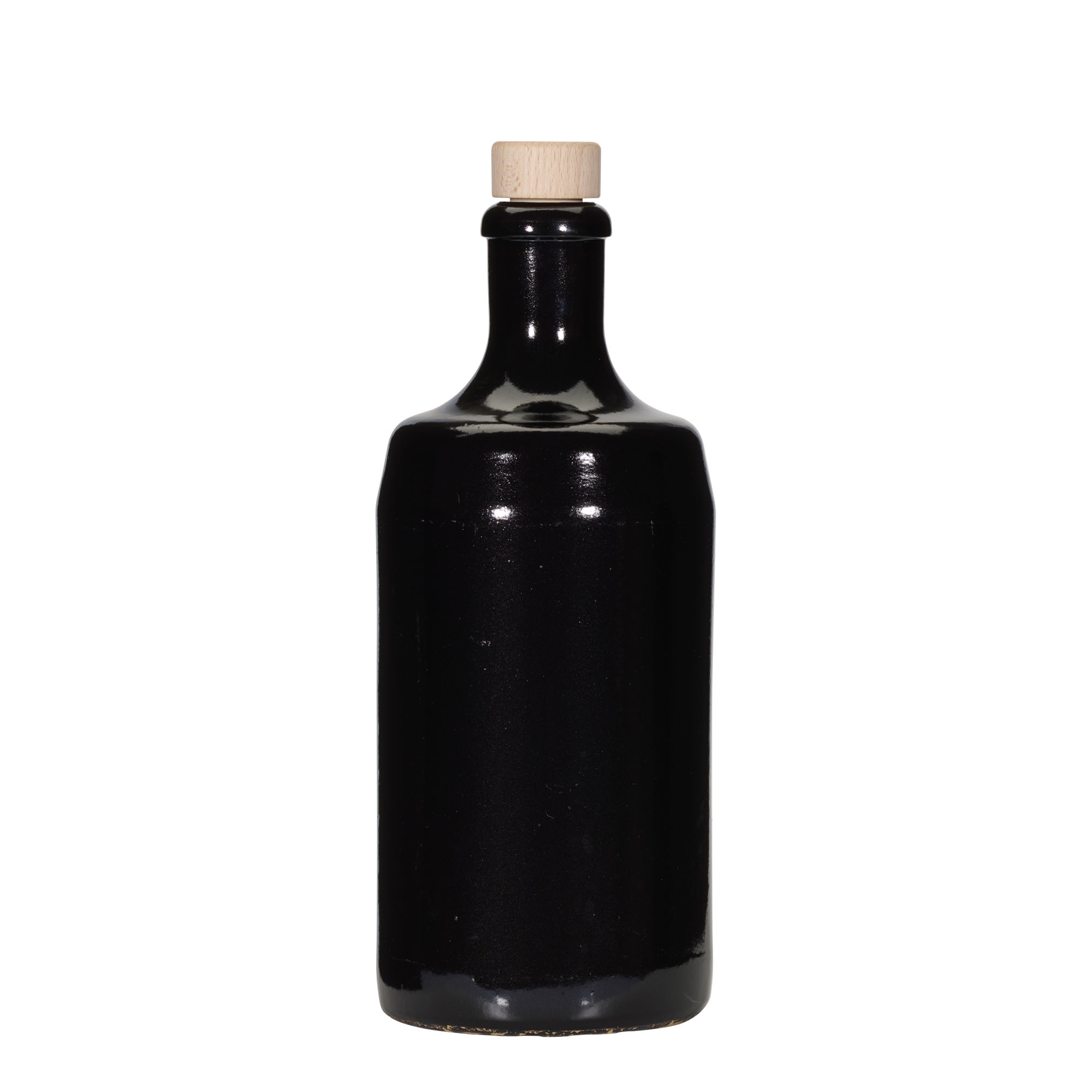 700 ml lerkrus 'Calvados', stengods, svart, mynning: kork