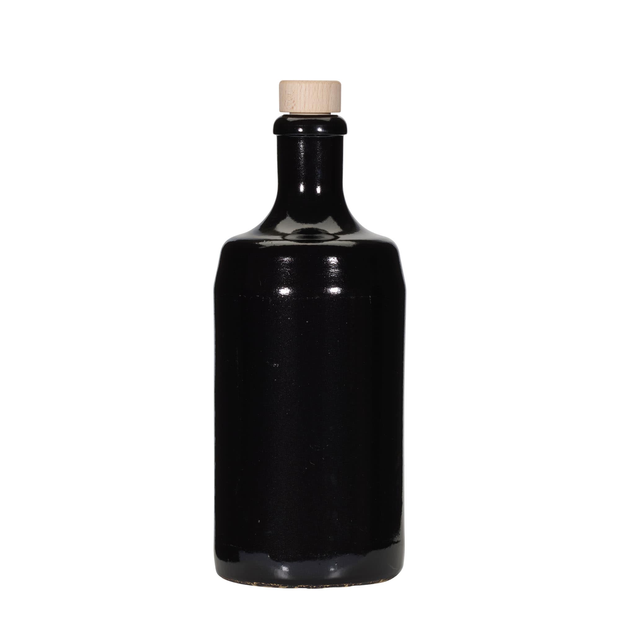 700 ml lerkrus 'Calvados, stengods, svart, mynning: kork'