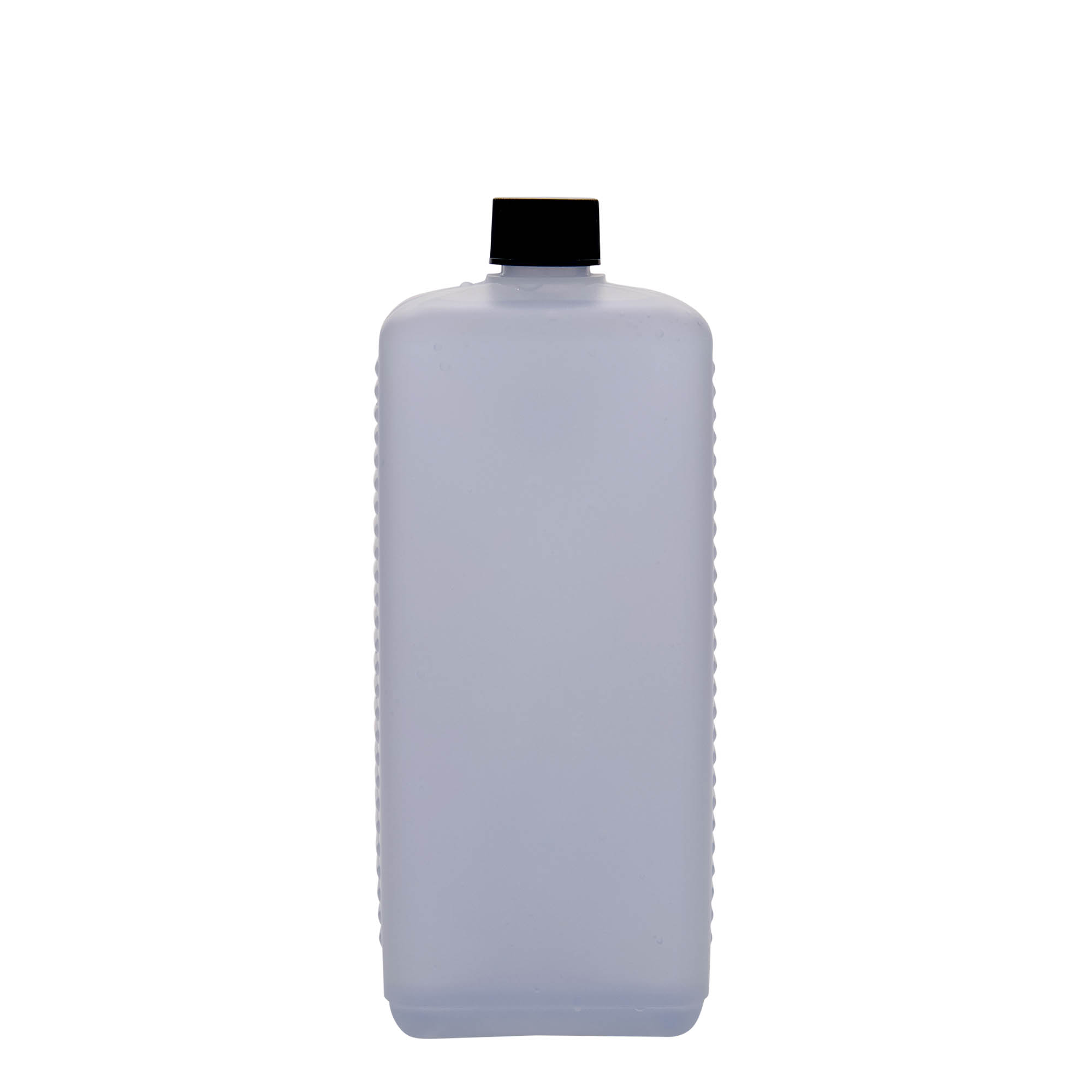 1.000 ml dunkflaska, rektangulär, HDPE-plast, natur, öppning: DIN 25 EPE