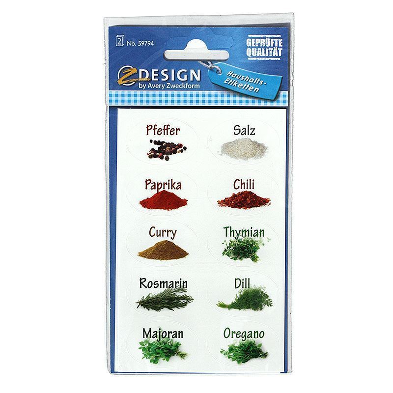 Zweckform Etiketter 'Kryddor', oval, papper, flerfärgad Zweckform Etiketter 'Kryddor', oval, papper, flerfärgad