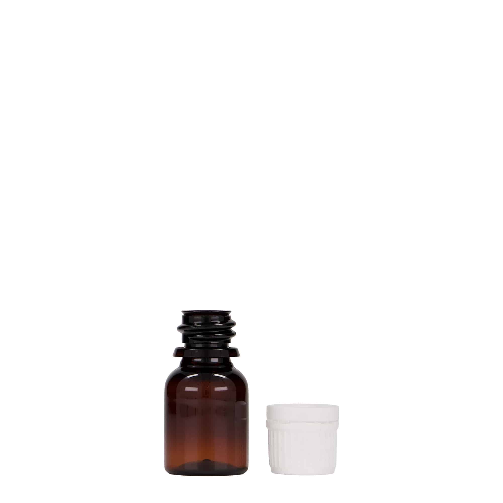 10 ml PET-medicinflaska 'Easy Living', brun, plast, öppning: DIN 18