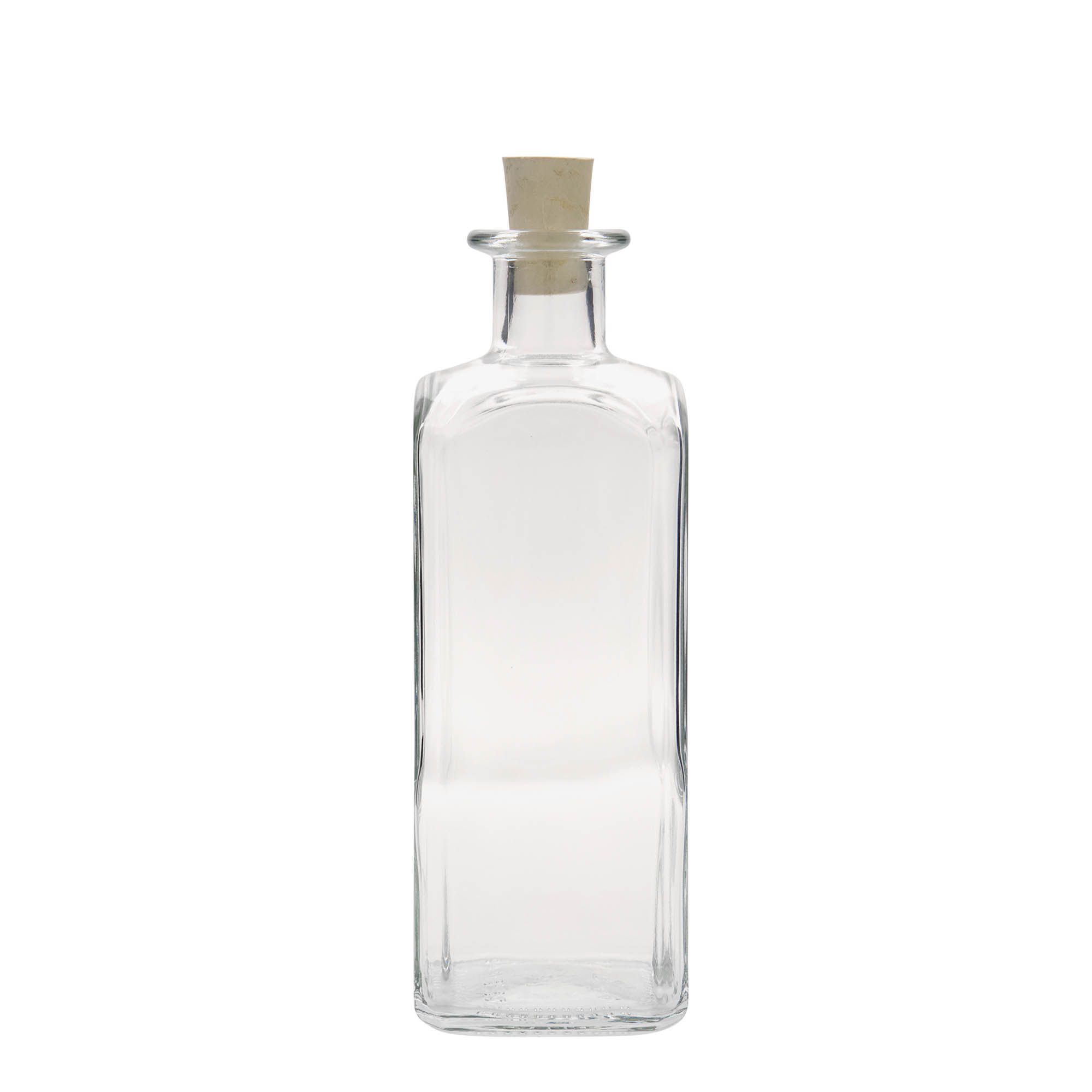 500 ml glasflaska Apotheker Carré, kvadratisk, öppning: kork