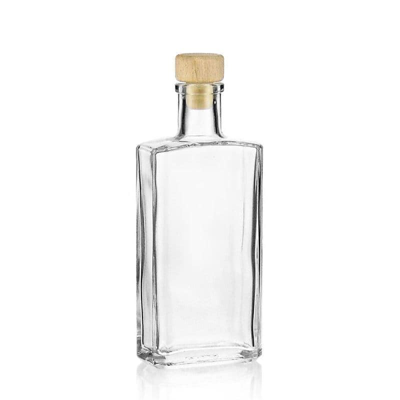 200 ml glasflaska 'Shiny', rektangulär, mynning: kork