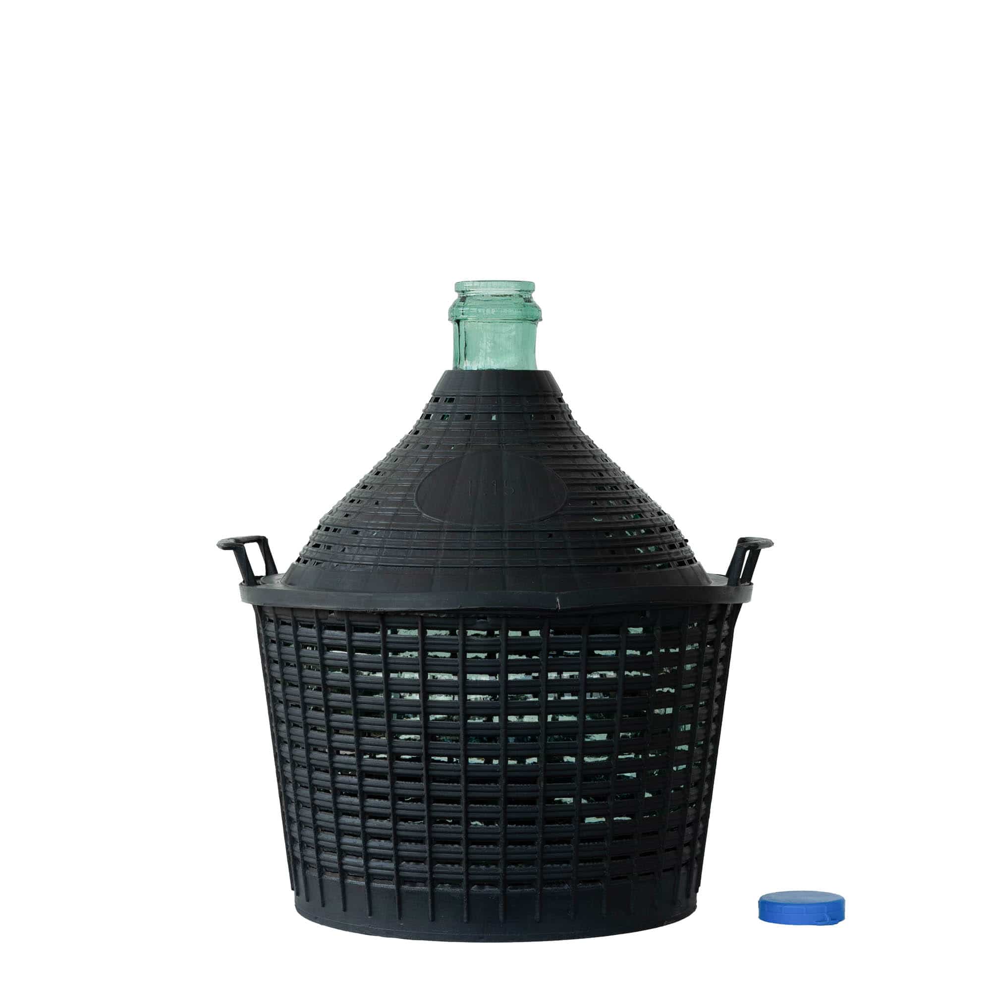15 l ballongflaska med smal hals, glas, mynning: påklämningslock