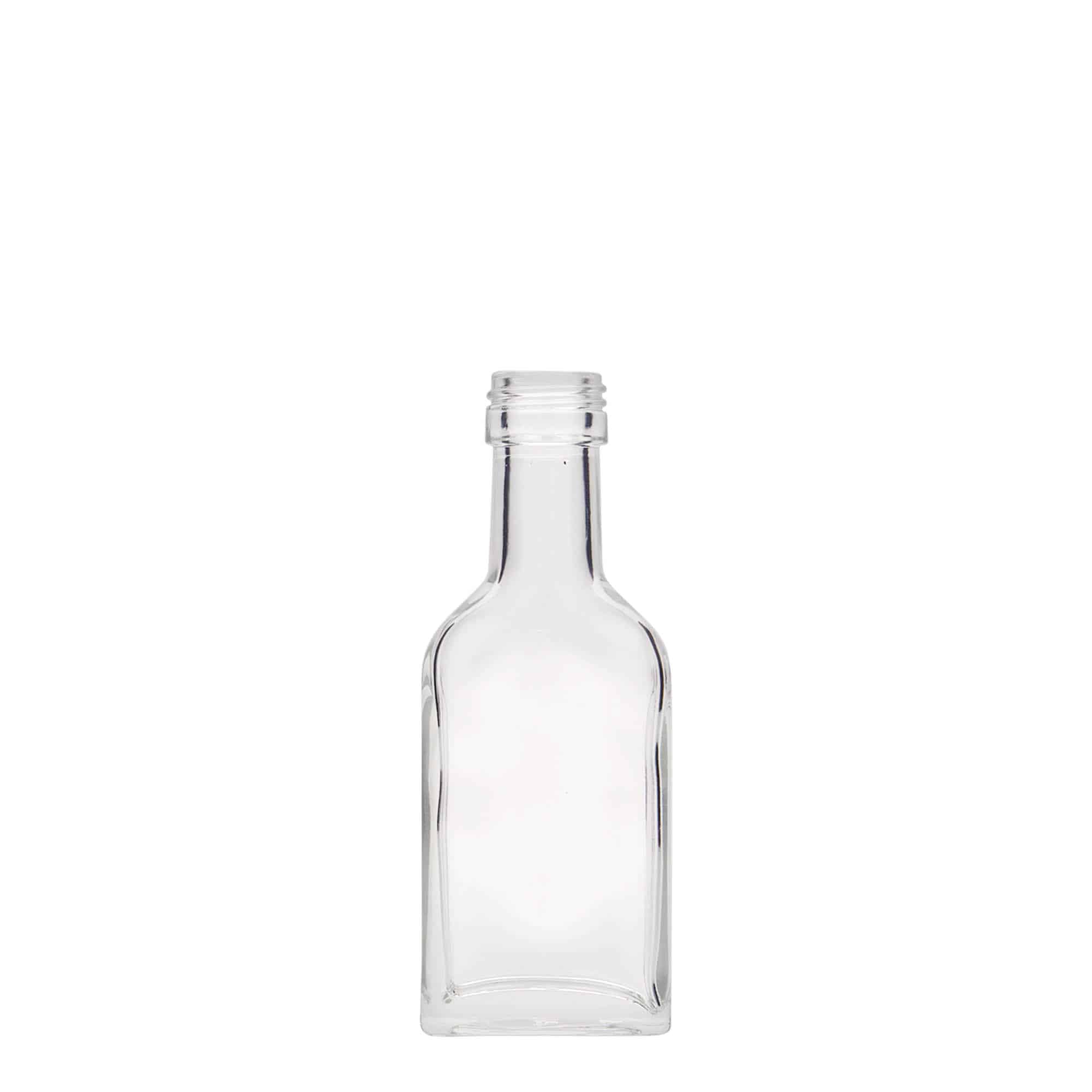 40 ml fickplunta lång hals, rektangulär, glas, mynning: PP 22 40 ml fickplunta lång hals, rektangulär, glas, mynning: PP 22