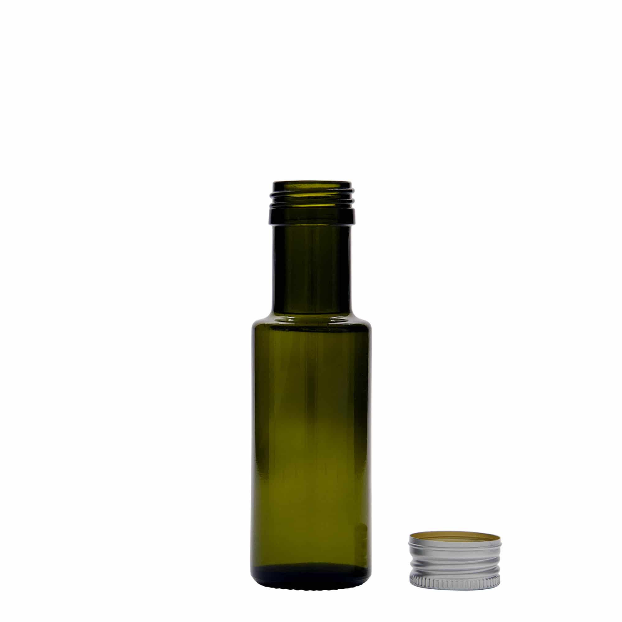 100 ml glasflaska 'Dorica', antikgrön, öppning: PP 31,5