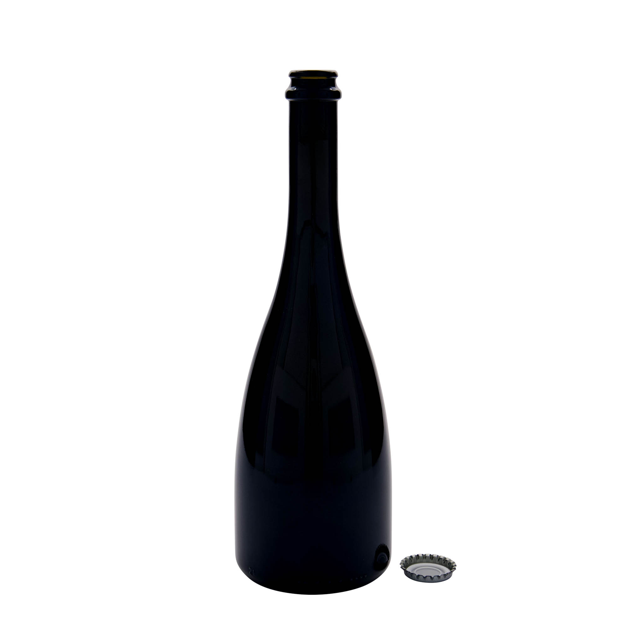 750 ml öl-/champagneflaska 'Tosca', glas, antikgrön, öppning: kapsyl