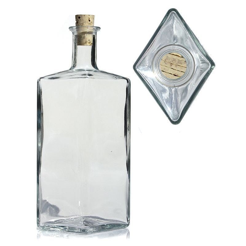 500 ml glasflaska 'Riva', rombformad, öppning: kork