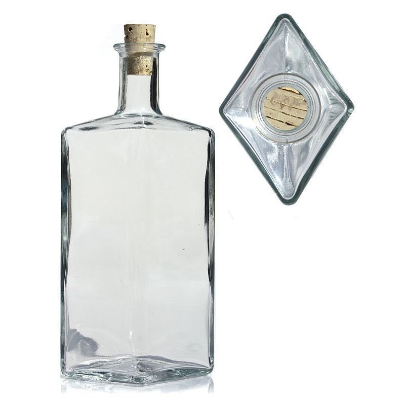 500 ml glasflaska 'Riva', rombformad, öppning: kork