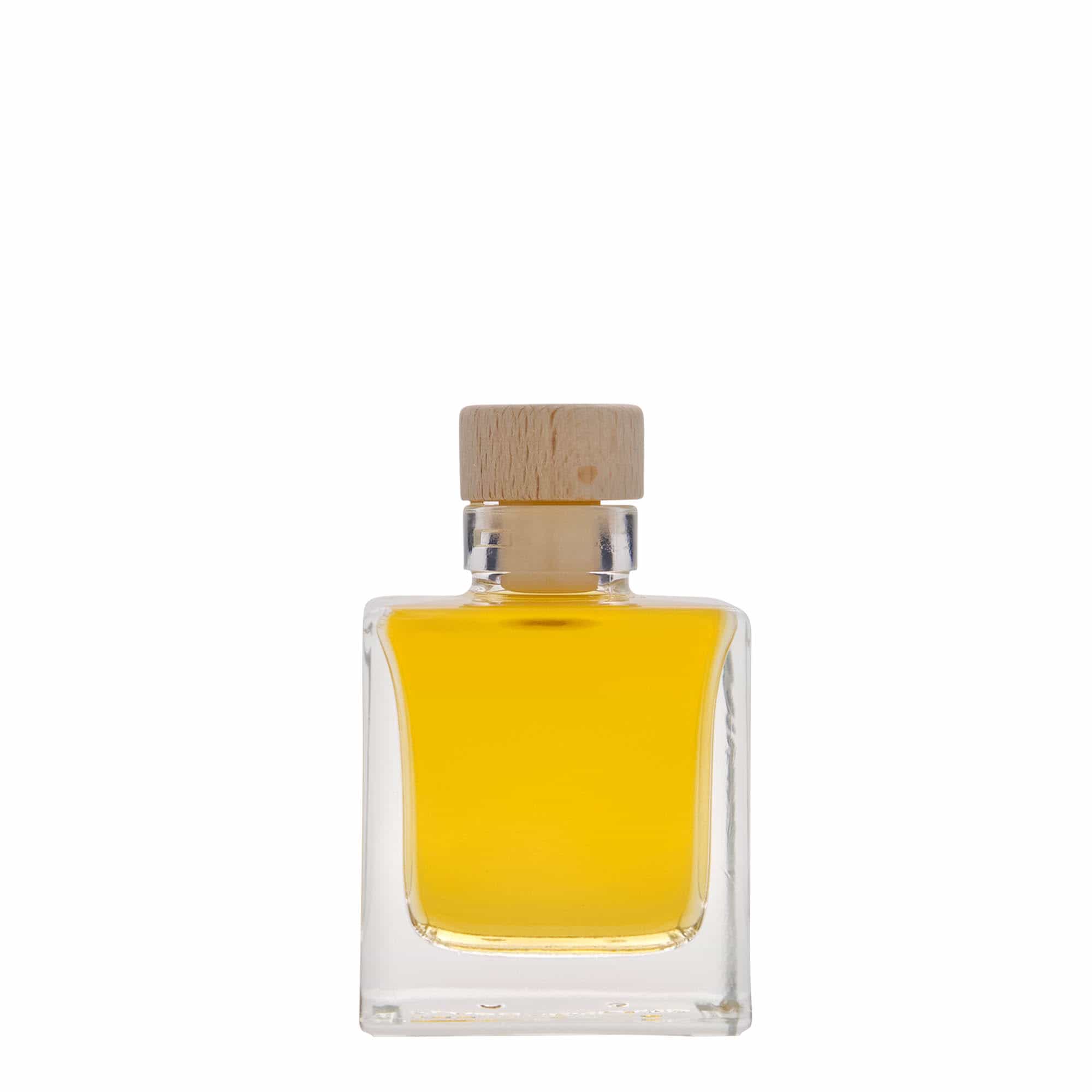 100 ml glasflaska 'Cube', kvadratisk, mynning: kork