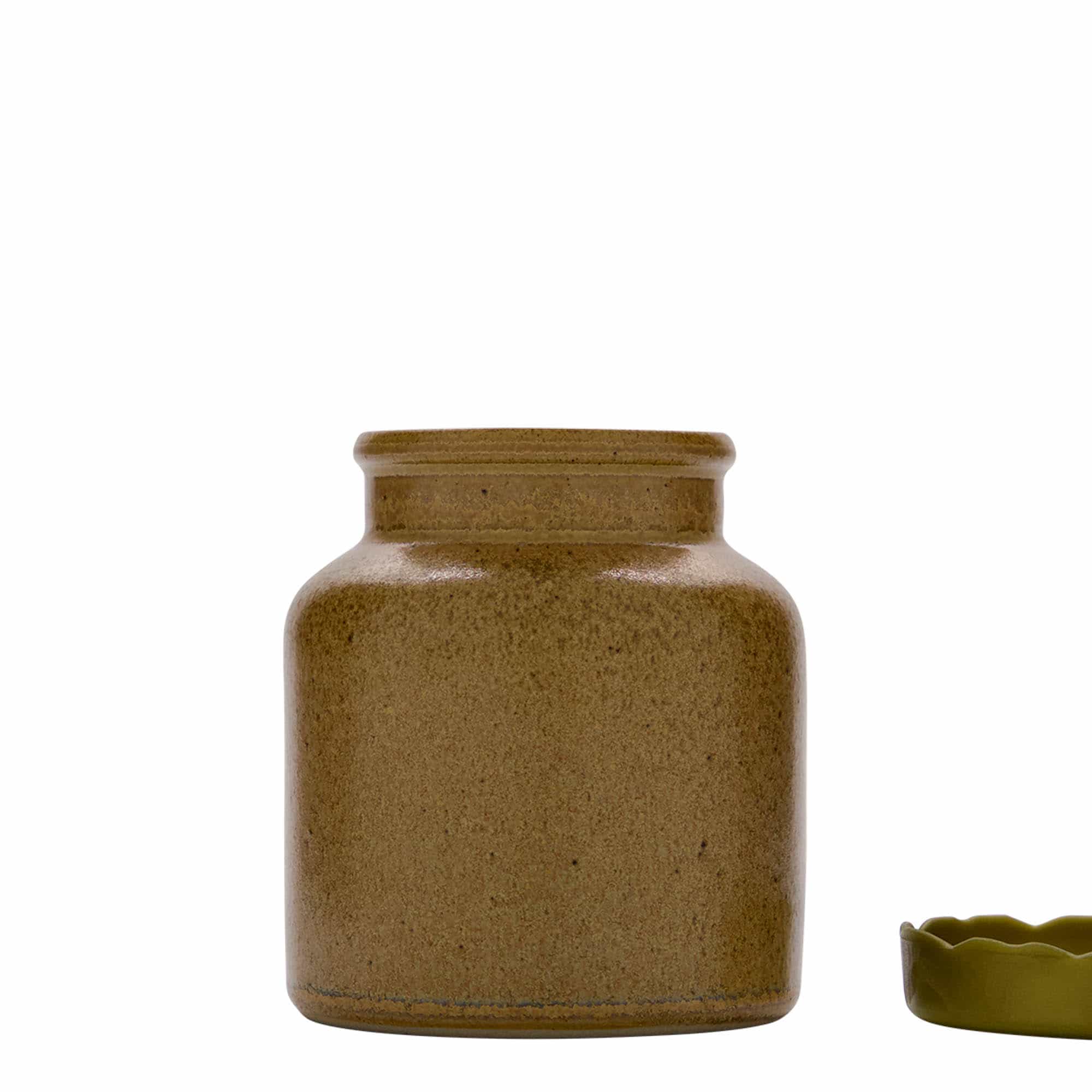 270 ml stengodsburk, keramik, brun-kristall, mynning: snäpplock