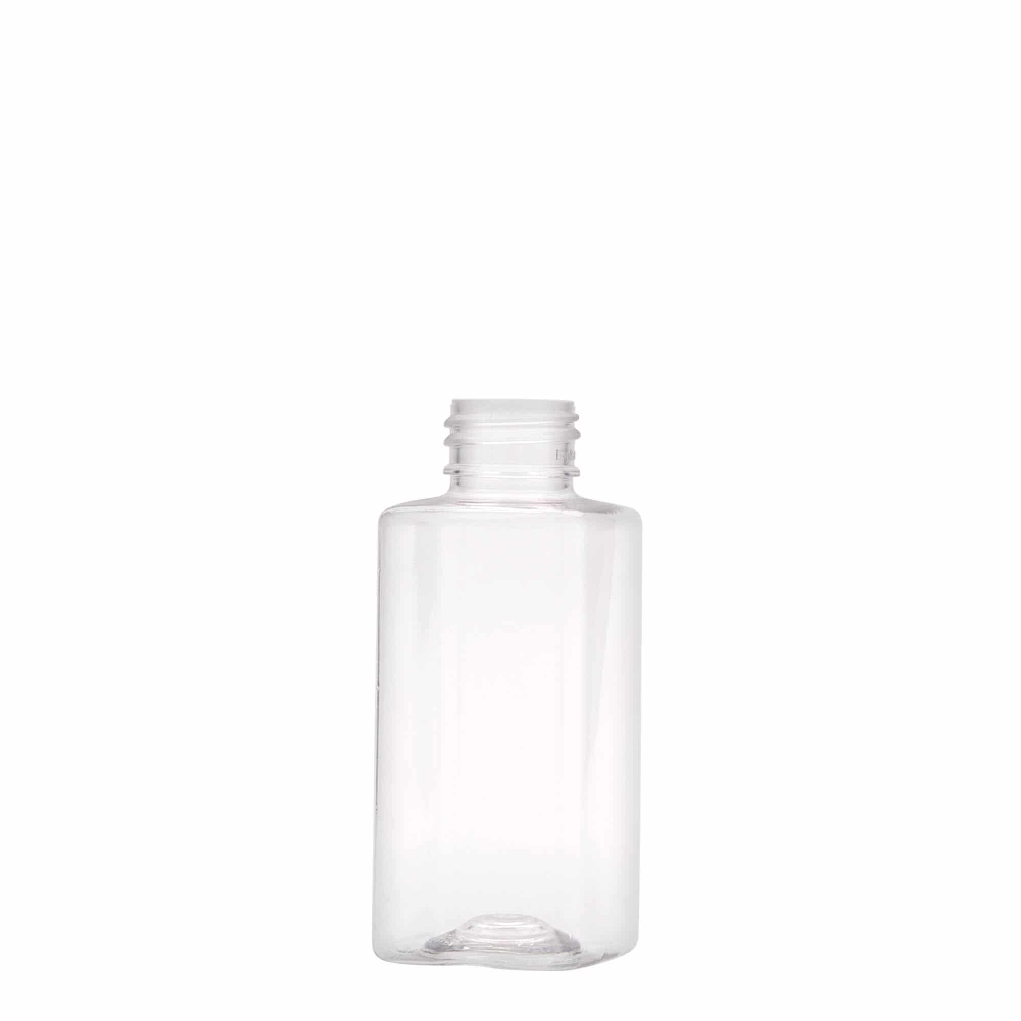 100 ml PET-flaska 'Karl', kvadratisk, plast, mynning: GPI 24/410